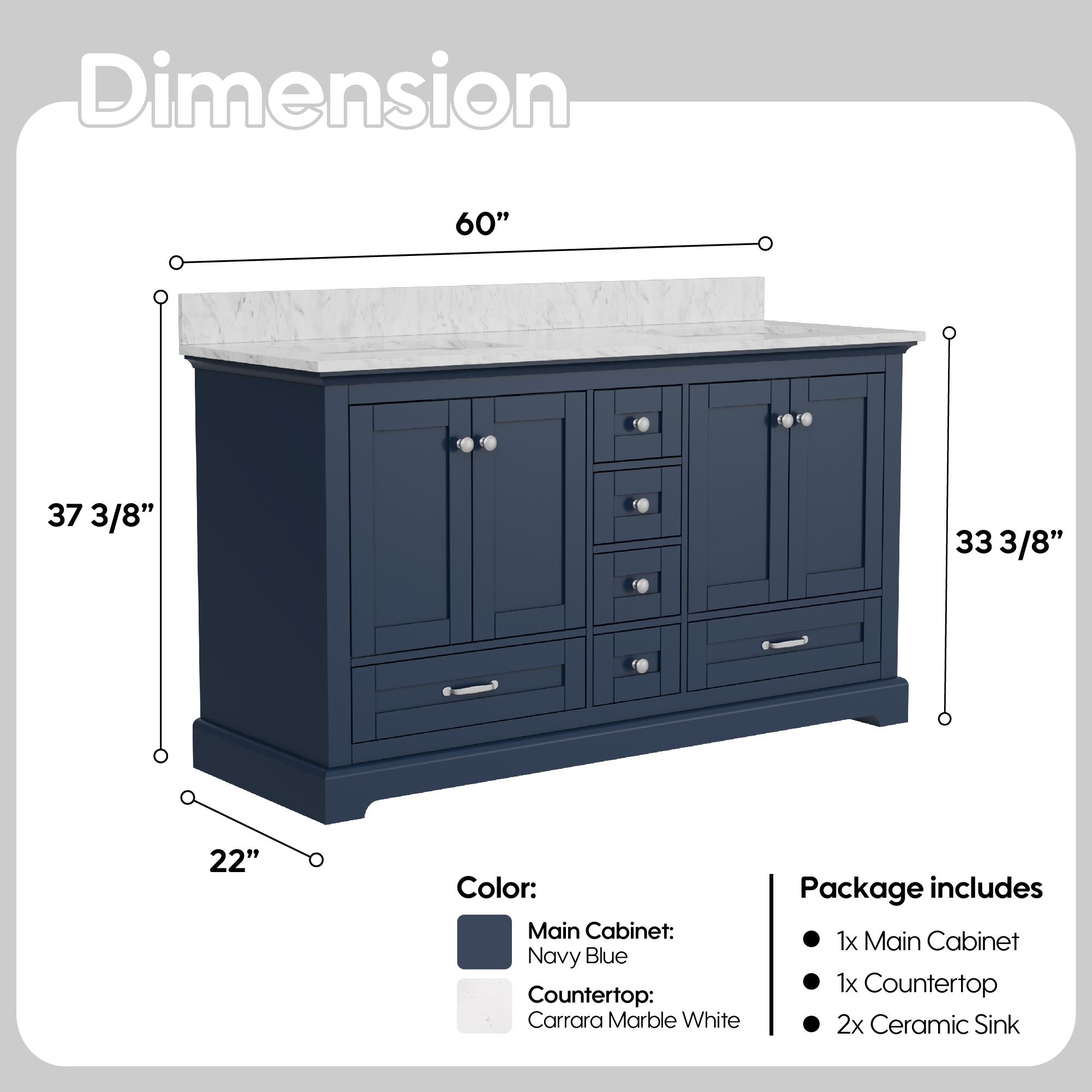 WELLFOR EX-UNBV36BU Bath-Vanity-Combo - View #12