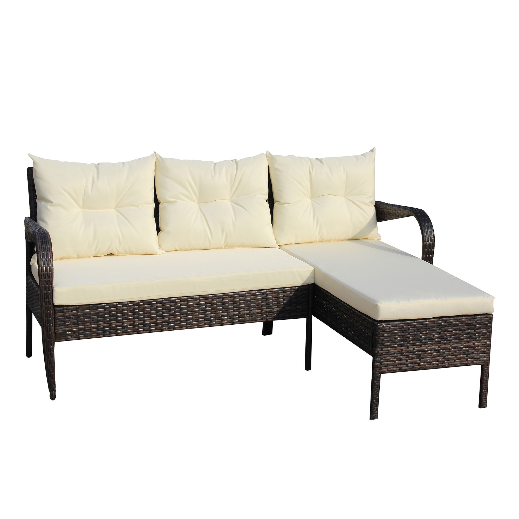 Clihome TD1000029 Outdoor patio Furniture-Set 2 piece 2-Piece Rattan Patio Conversation Set with Off-white Cushions