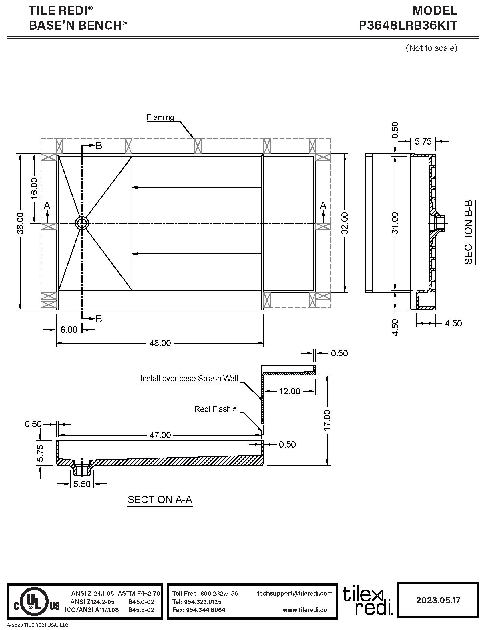 Tile Redi P3648LRB36KIT Shower-Floors - View #7