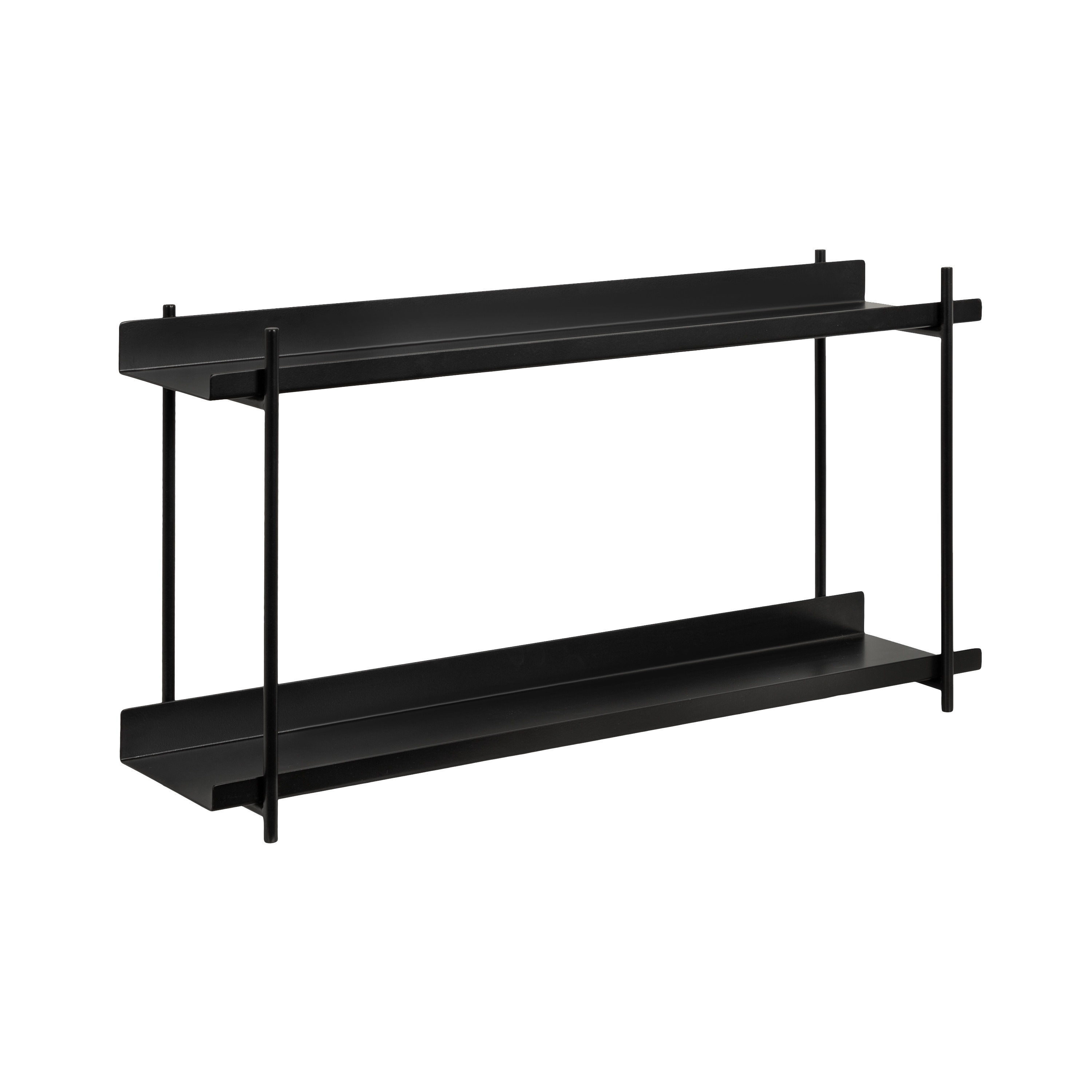 Kate and Laurel 227178 28-in L x 7-in D x 14.5-in H Black Metal Rectangular Tiered shelf 2 Decorative Shelves