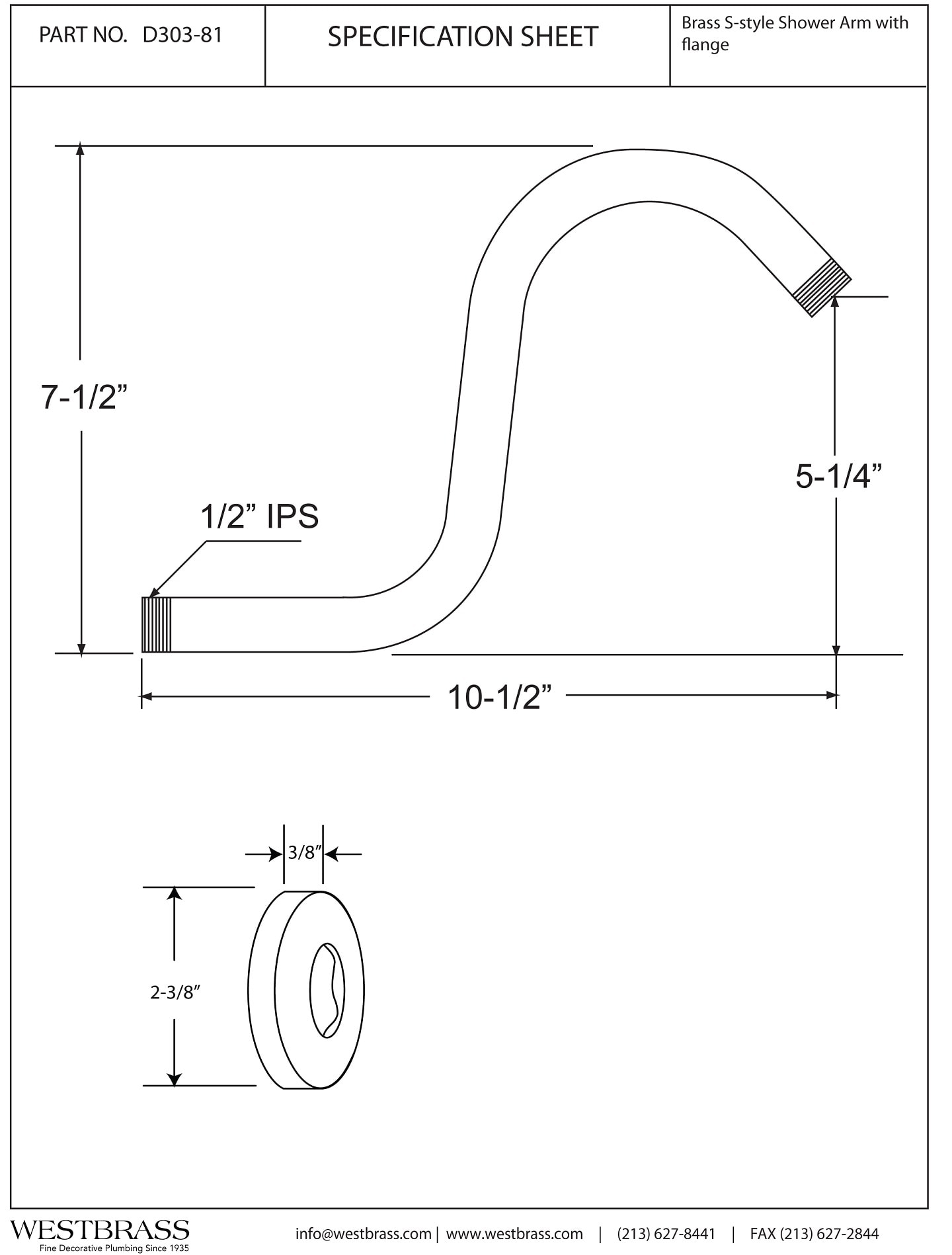 WESTBRASS D303-81-12 Bath-Shower-Facc - View #2