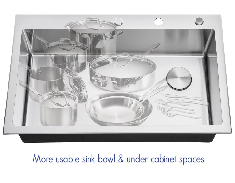 EModernDecor Drop In 36 In X 22 In Stainless Steel Single Bowl 3 Hole   12405656 