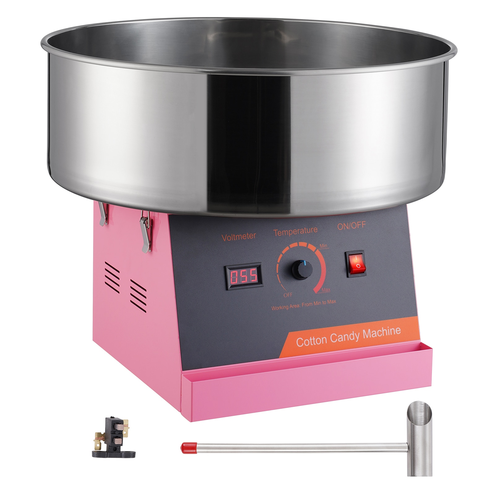 VEVOR SCTSMHTJFSWG04788V1 Electric Cotton Candy Machine  1000W Candy Floss Maker  Commercial Cotton Candy Machine with Stainless Steel Bowl  and Sugar Scoop  Perfect for Home Kids Birthday  Family Party (Pink)