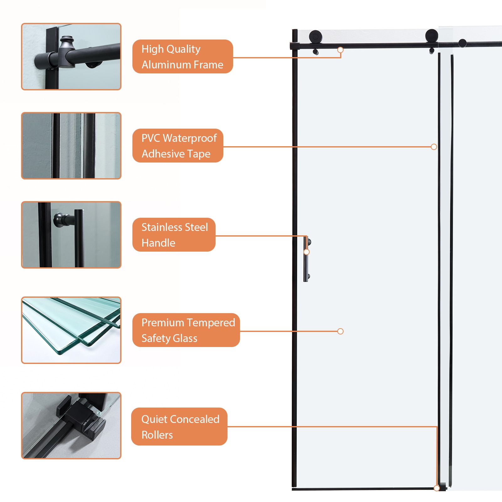 Lordear LD-SEP88BL100 Shower-Doors - View #5