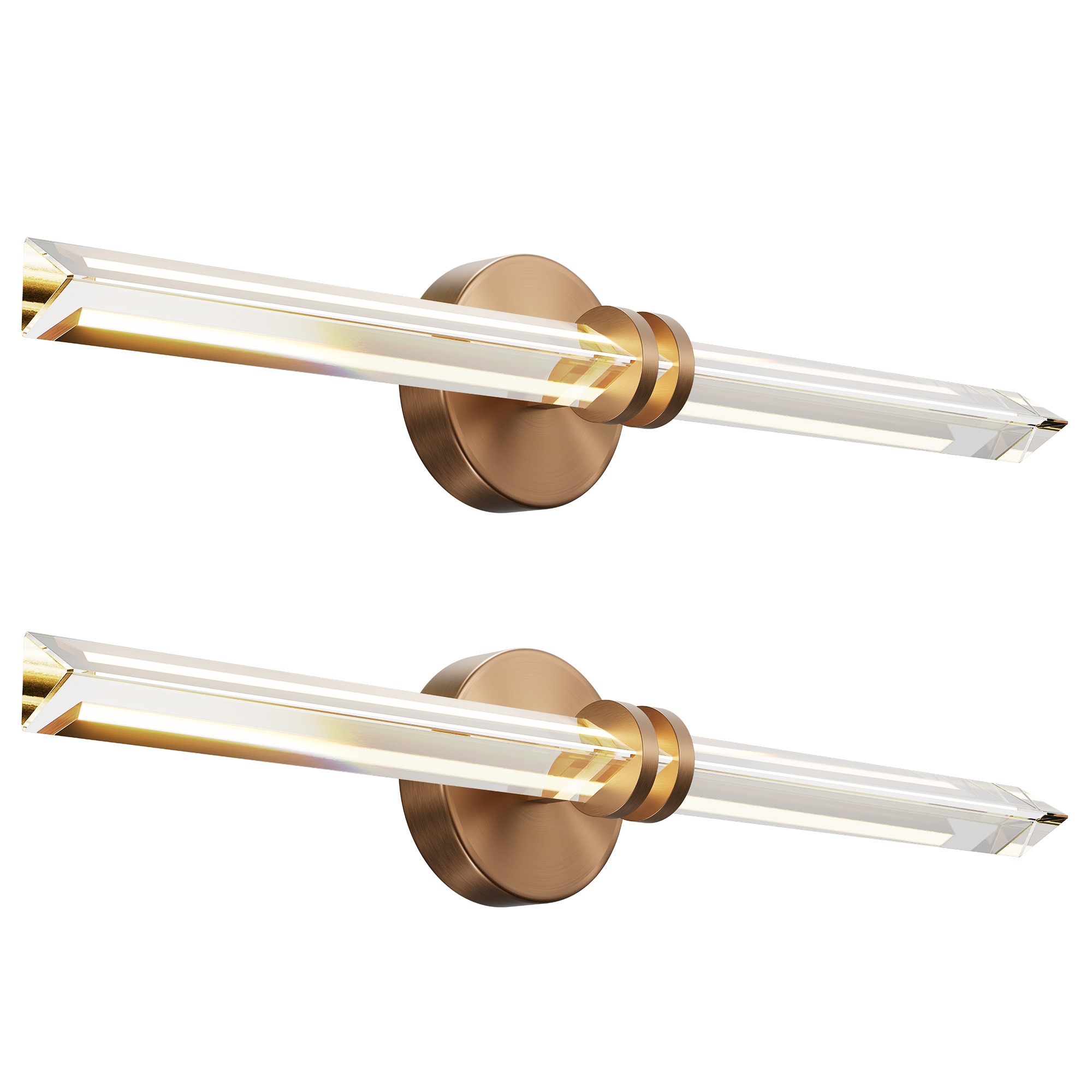 Kviflon Bathroom Vanity Lighting Fixture Strip Wall Light Modern Clear Crystal Wall Sconce Indoor All Copper Decor Wall Lamp for Bathroom Hallway Entryway Balcony
