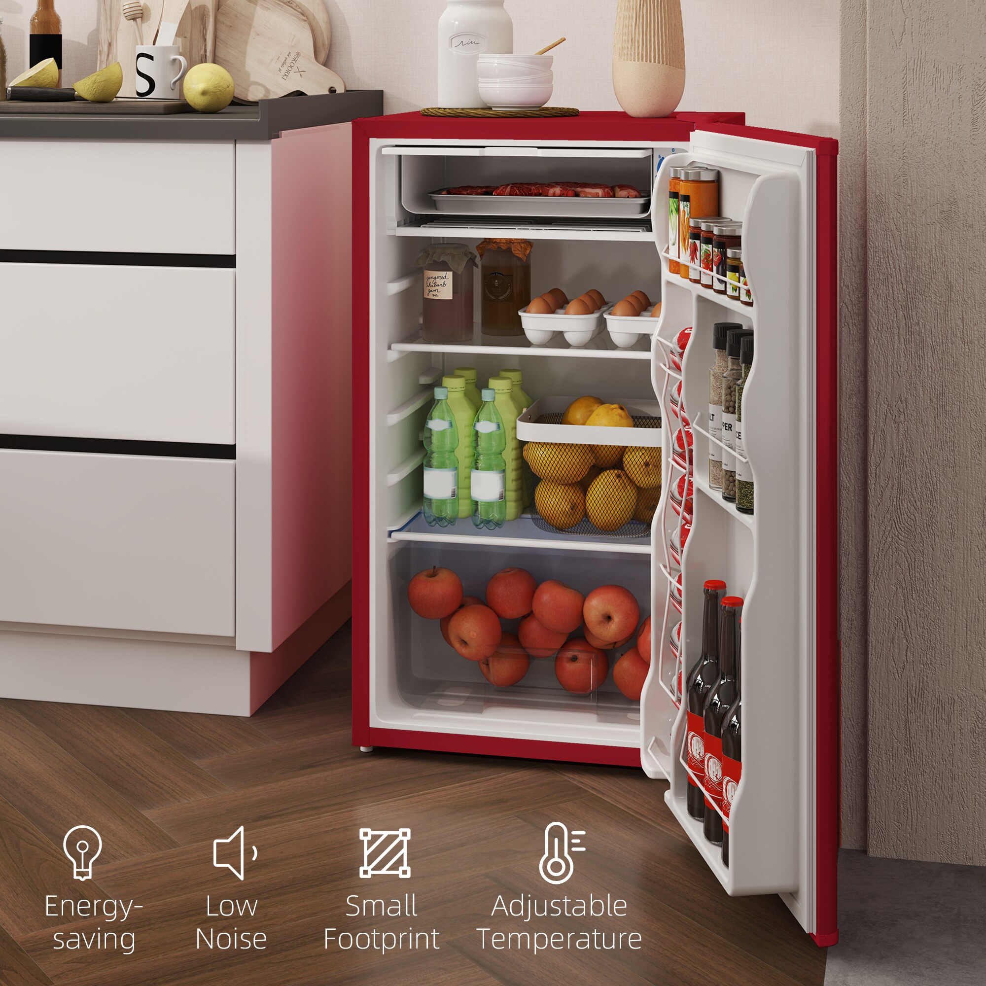 HomCom 800-129V80RD Top-Freezer-Refrigerators - View #6