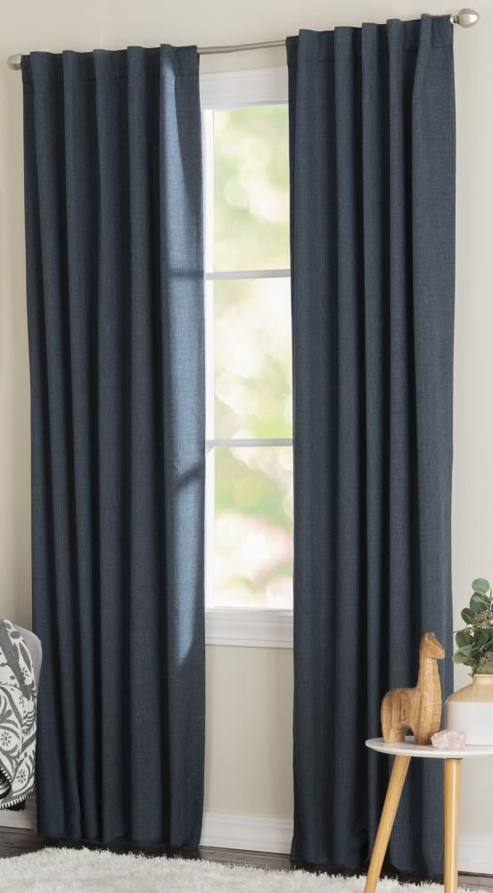 LIVING LOGIC X764  .24384ZBG 84.0000-in Midnight Blackout Thermal lined Back tab Single curtain panel