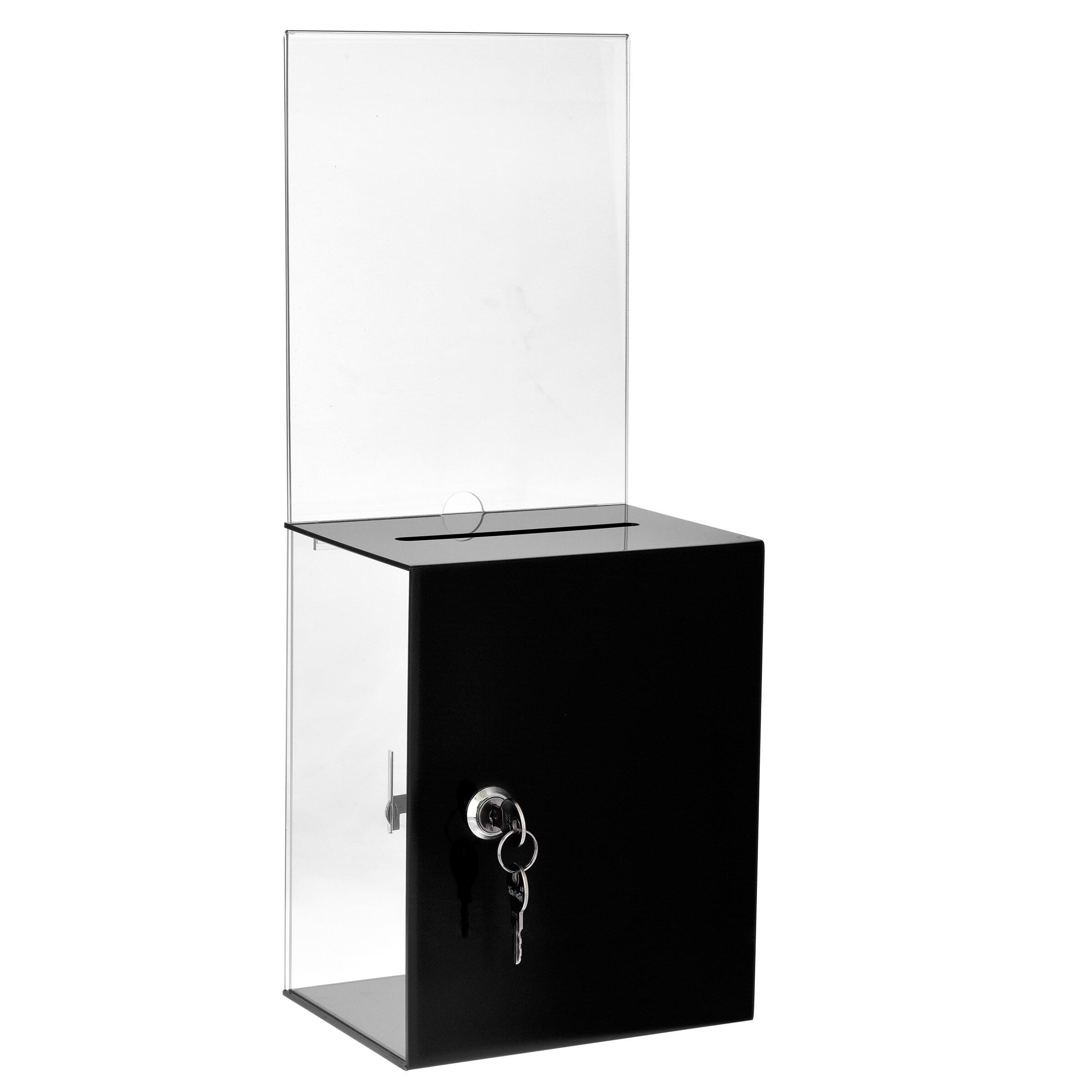 Easy Wall Mounting or Counter Top Use Black Metal Donation Box & Collection Box Office Suggestion Box Secure Box with Top Coin Slot and Lock Included with 2 Keys 