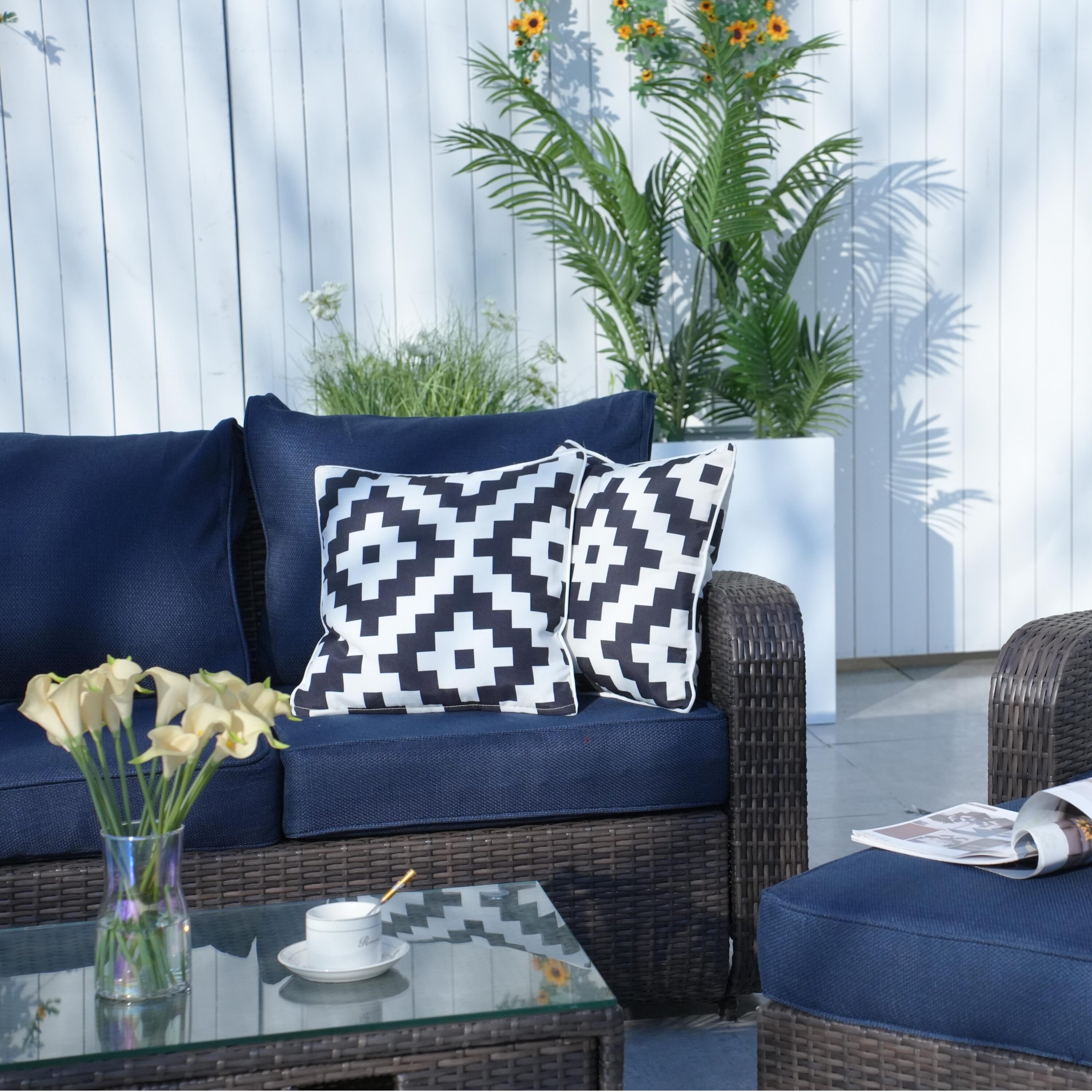 Direct Wicker DWS-1515BR-BLUE Patio-Conversation-Sets - View #8