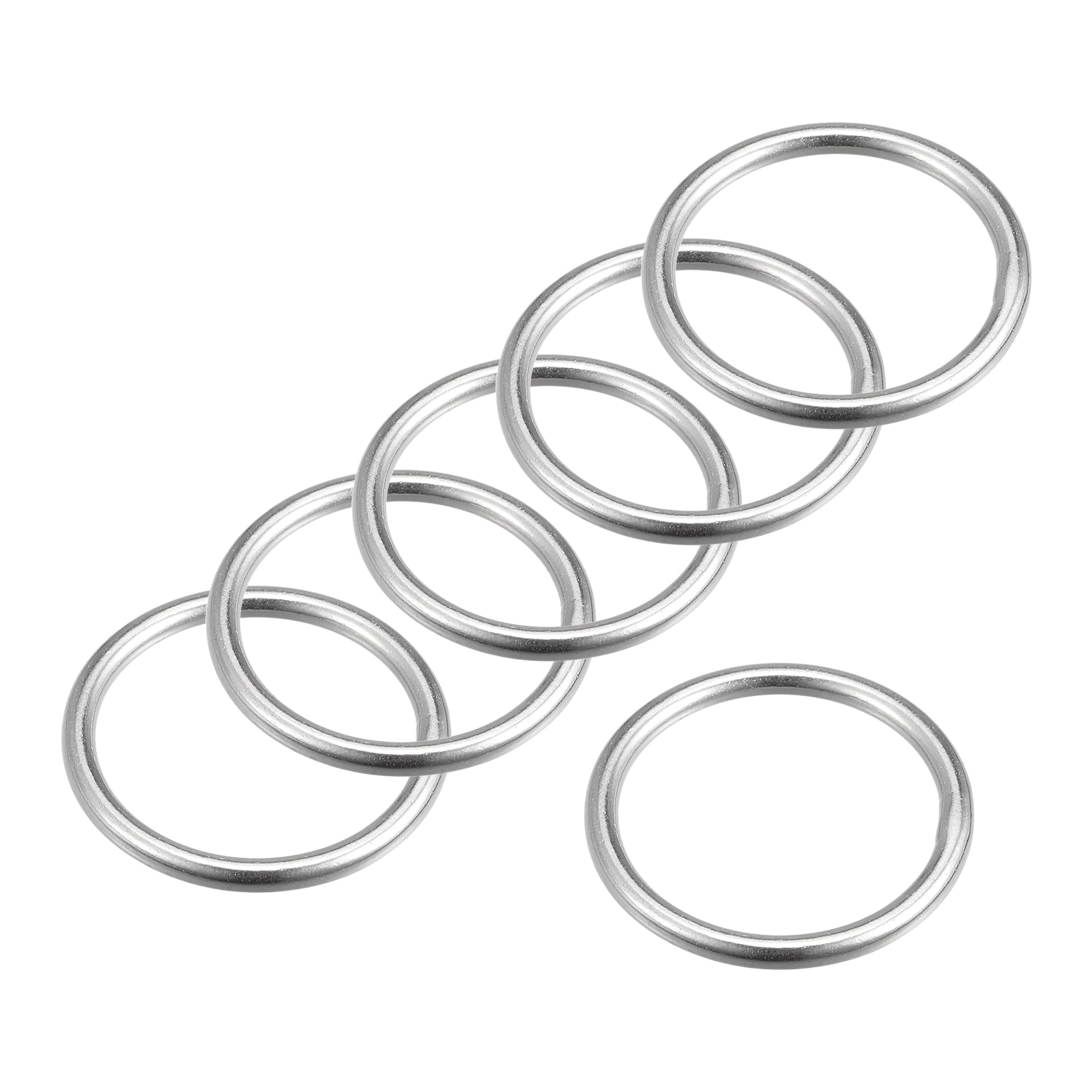 Unique Bargains 316 Stainless Steel Round Ring Welded O-Rings 35mm(1.38 Inch) ID 4mm Thick 6pcs