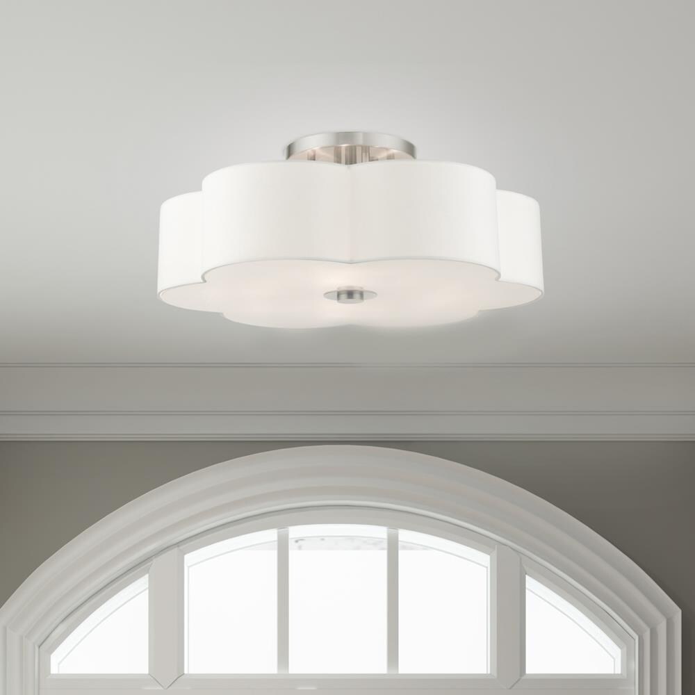 Chelsea Brushed Nickel 6-Light Semi-Flush Mount with Scalloped Shade