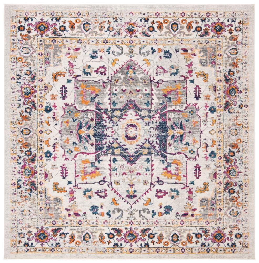 Safavieh EVK275A-7SQ Evoke Livia 7 x 7 (ft) Loomed Synthetic Ivory/Gray Square Indoor Distressed/Overdyed Vintage Area rug