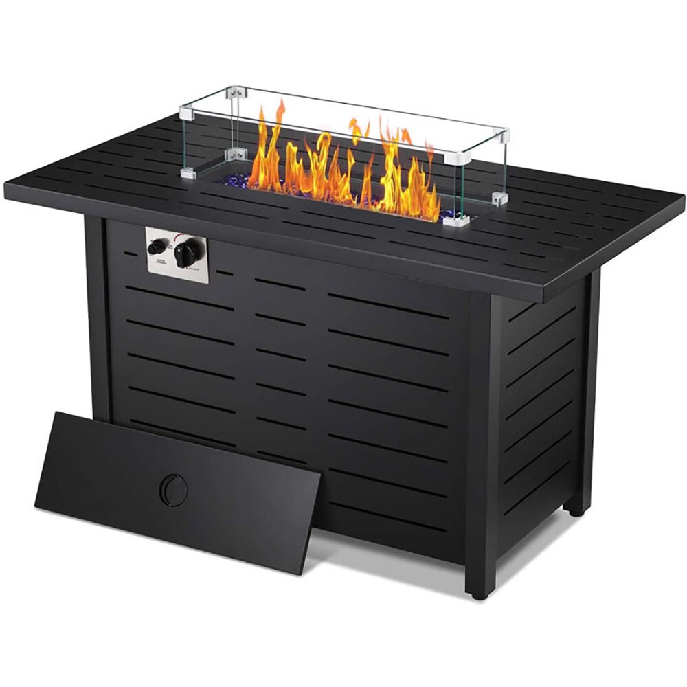 COWSAR 42.9-in W Black Stainless Steel Rectangle Tabletop Propane Gas ...