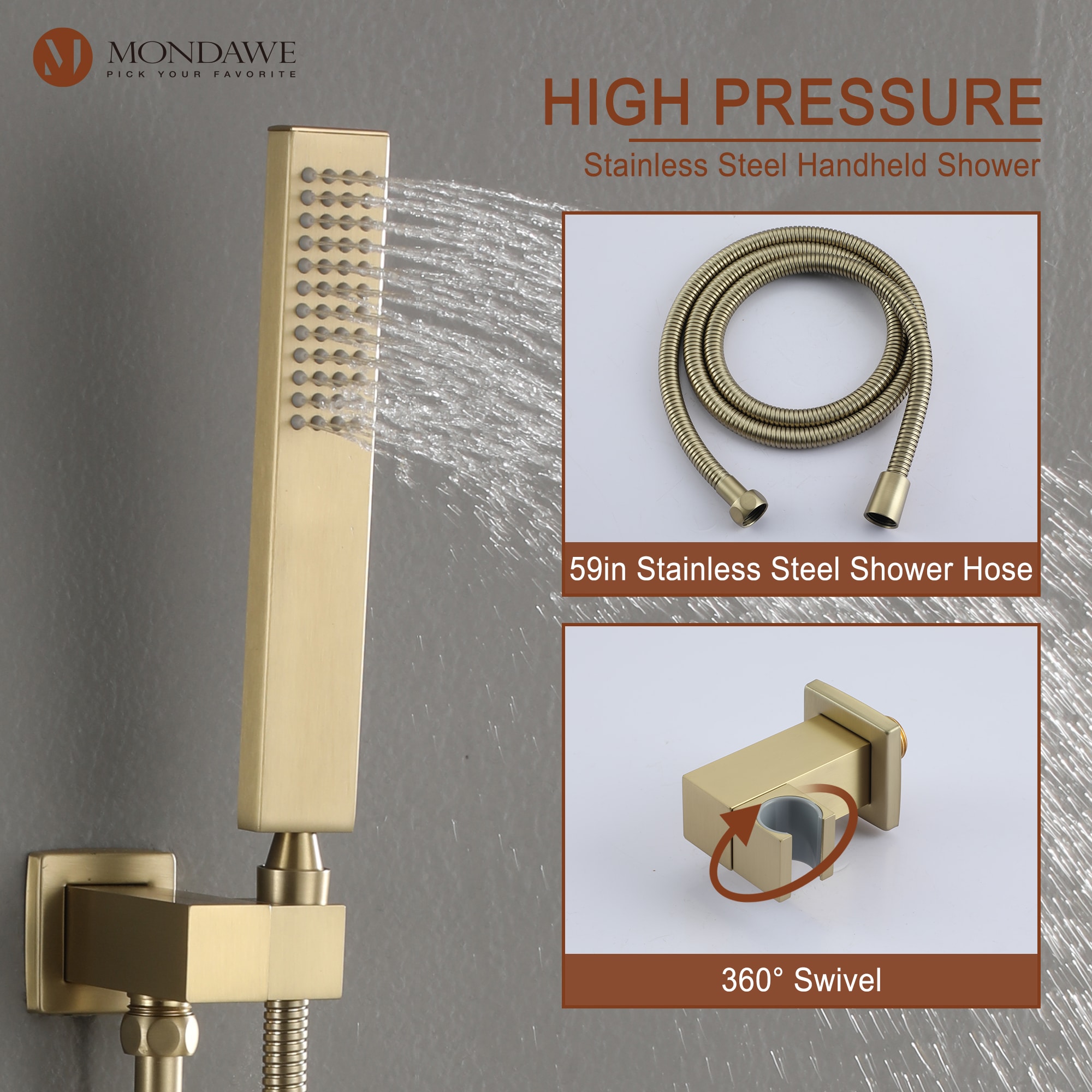 Mondawe MD-SMD03BG Showerhead-Bar-Panels - View #4