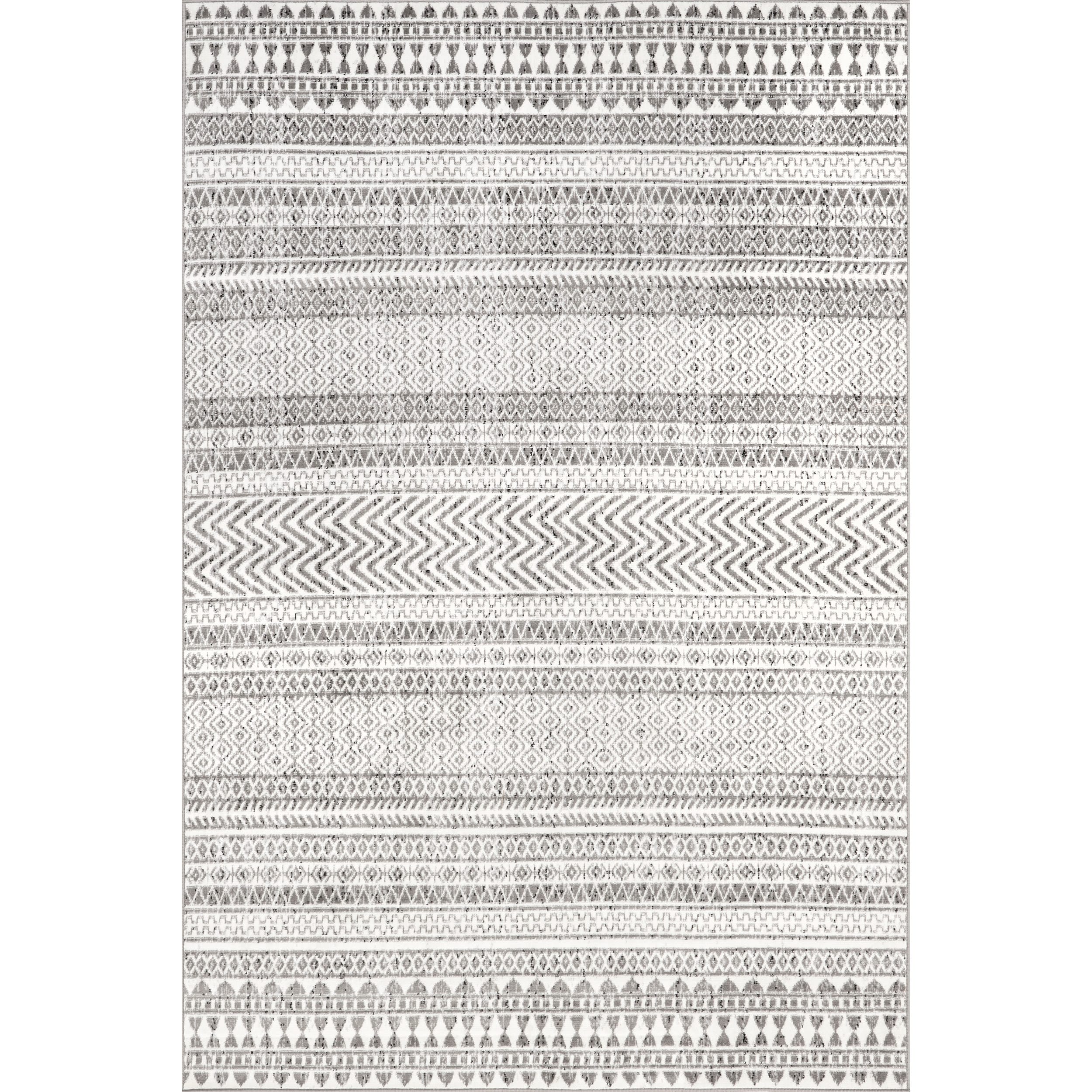 Reversible Gray Geometric 8' x 10' Synthetic Area Rug