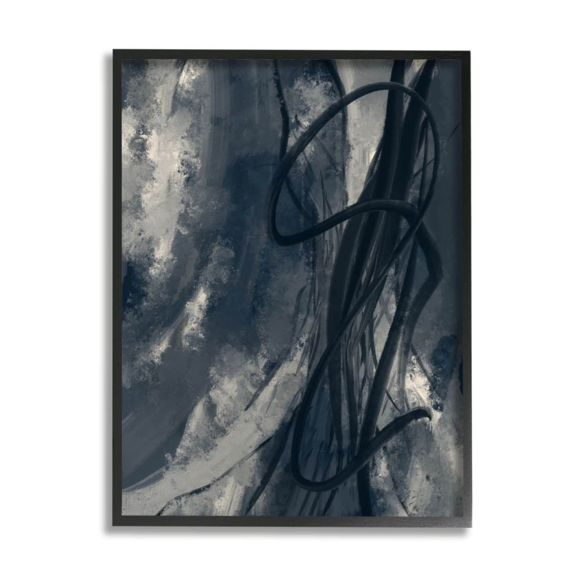 Stupell Industries Expressive Shades Of Blue Abstract Linear Design Daphne Polselli Framed 14 In 2559