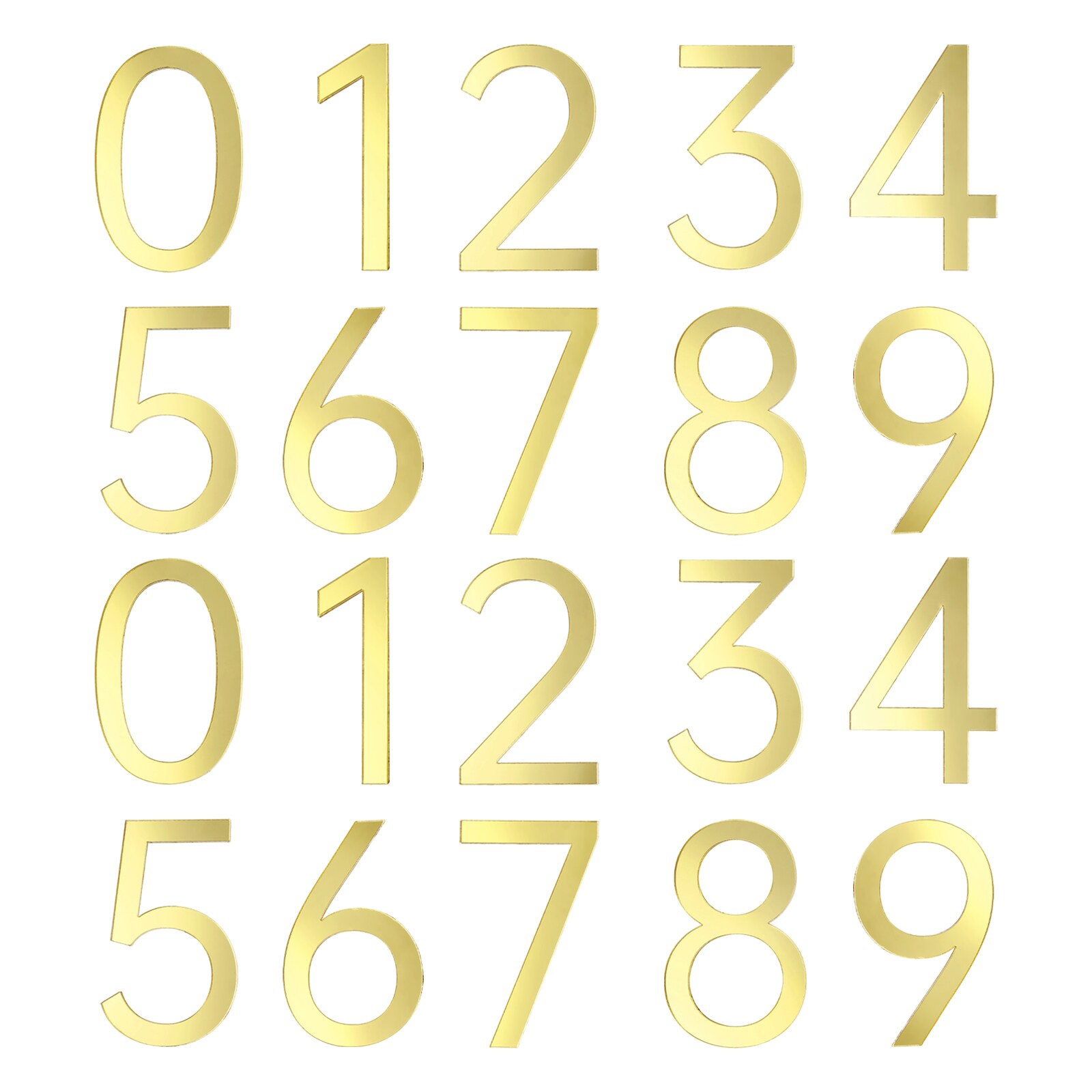 Unique Bargains 20Pcs 2 Inch House Numbers 0-9 Acrylic Self-adhesive Mailbox Door Stickers Outdoor Address Signs for Office Hotel Apartments Garden Glossy Gold
