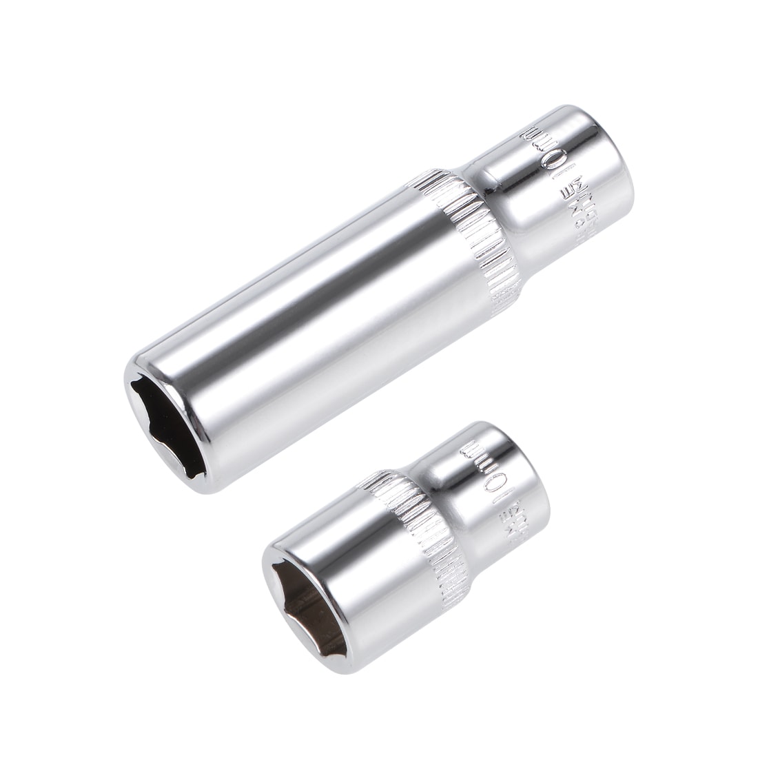 Unique Bargains 1/4-Inch Drive by 10mm Deep and Shallow Socket Set of 2pcs Cr-V 6-Point Metric #S26050800UX6206