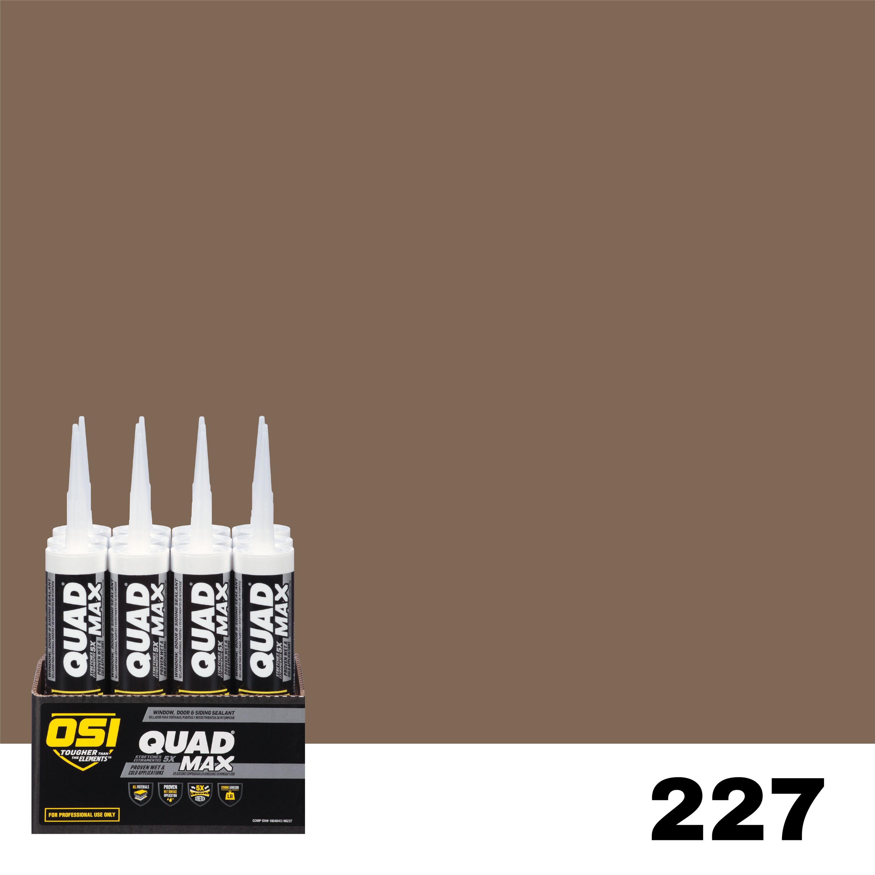 OSI 1868725 Quad Max 12 -Pack 10-oz Window door Brown 227 Paintable Advanced Sealant Caulk