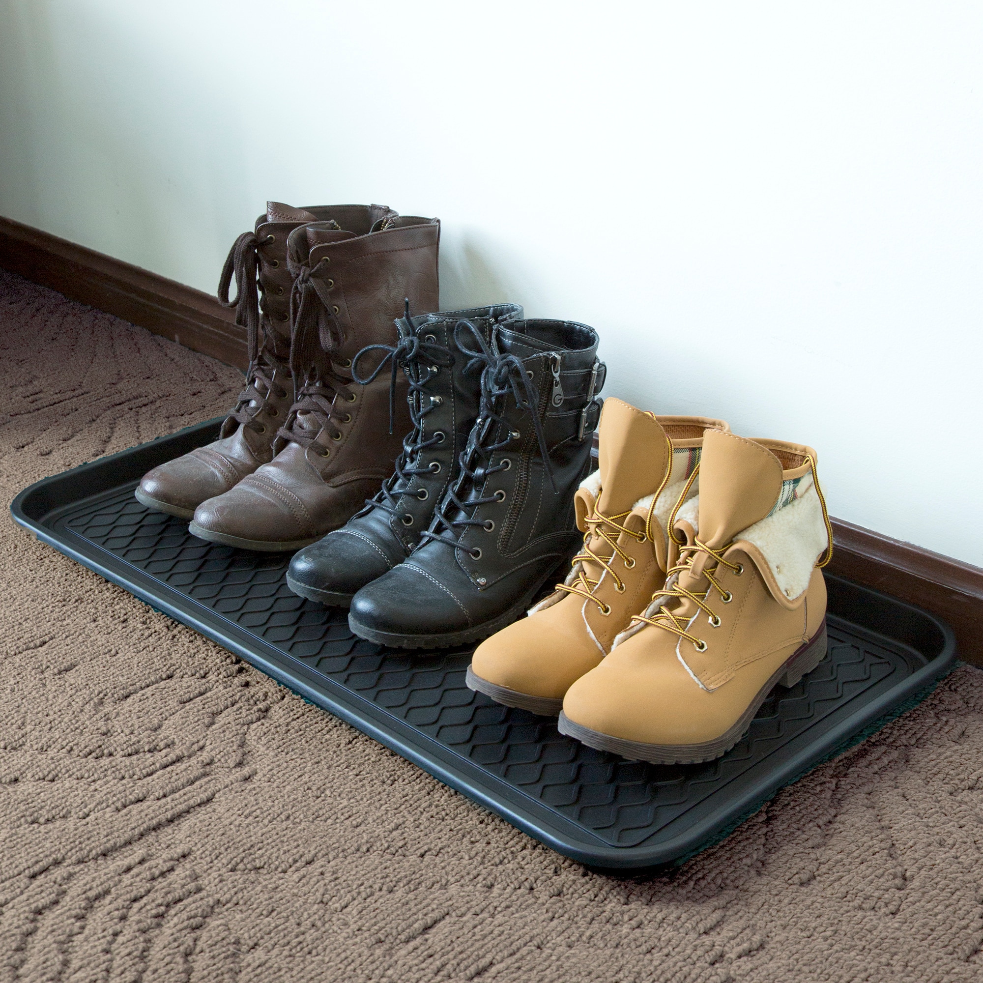 Black Rectangular Recycled Plastic Indoor/Outdoor Boot Tray
