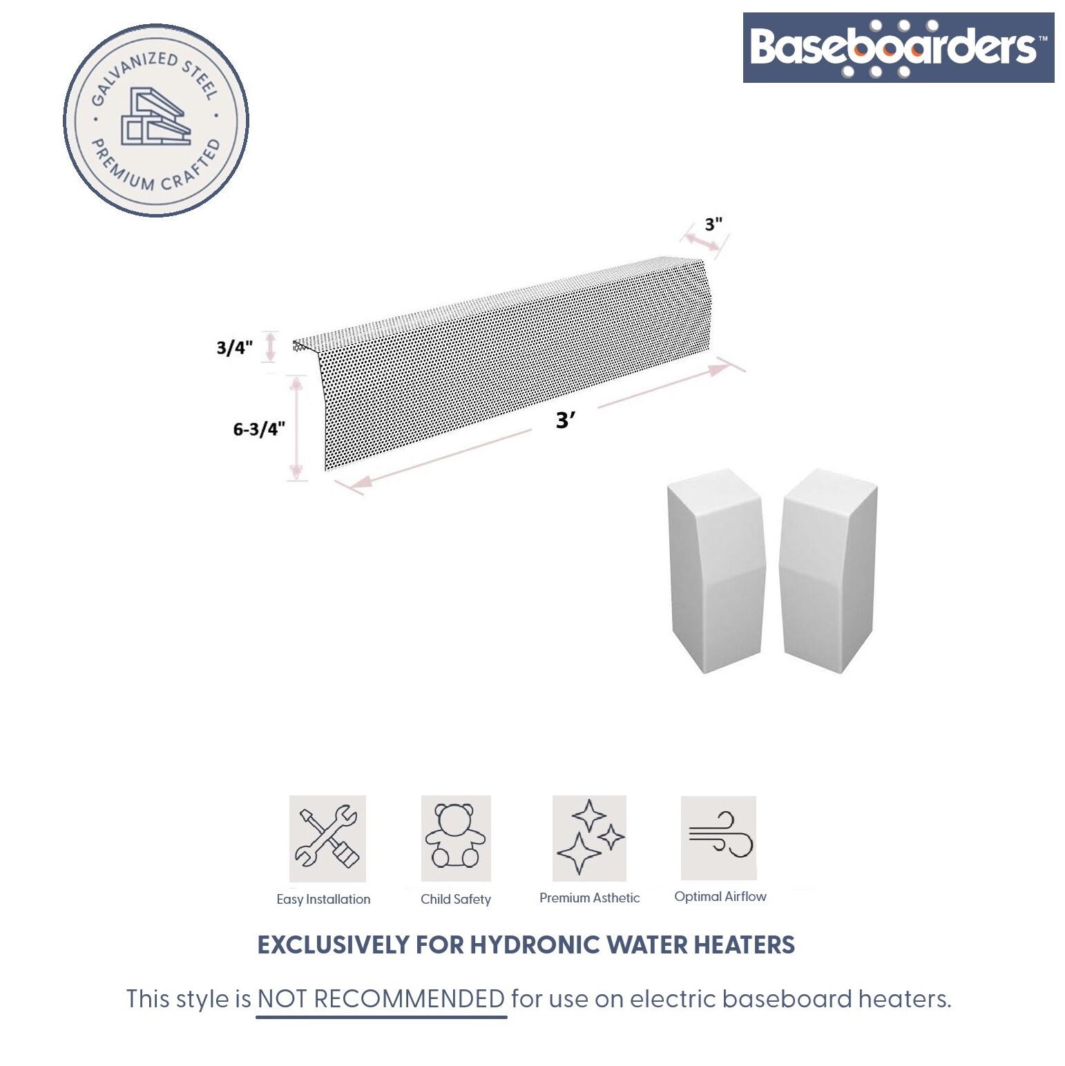 Baseboarders BB001-36-SET-WH Baseboard-Heater-Covers - View #2