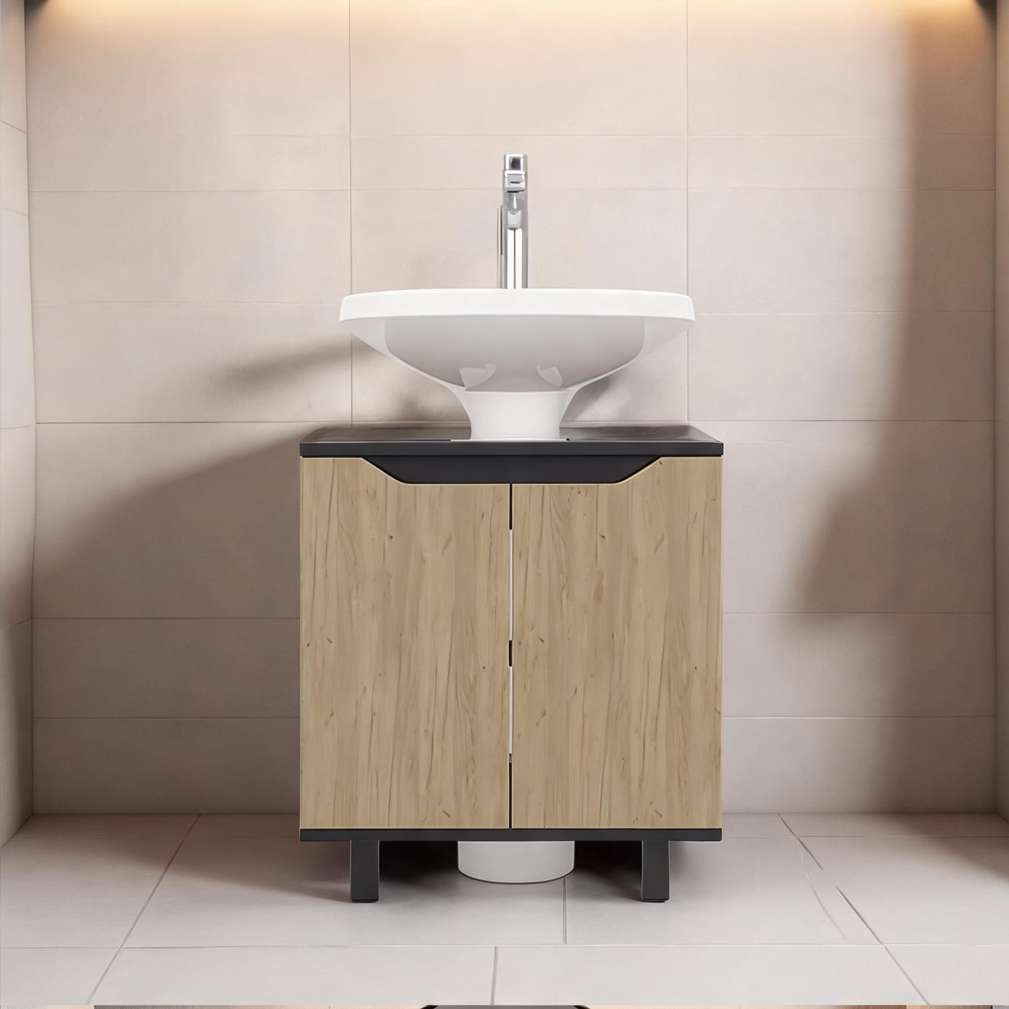 Watnature - Bathroom Under Sink Storage Vanity 2 Doors 2 Interior Shelves Engineered Wood Classic...