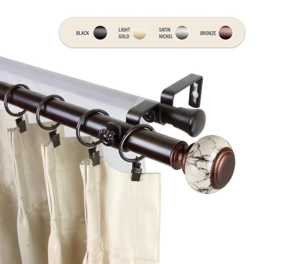 Hart & Harlow L100-51-999-D 1-in Marcel 120-in to 170-in Bronze Steel Double curtain rod with Finials