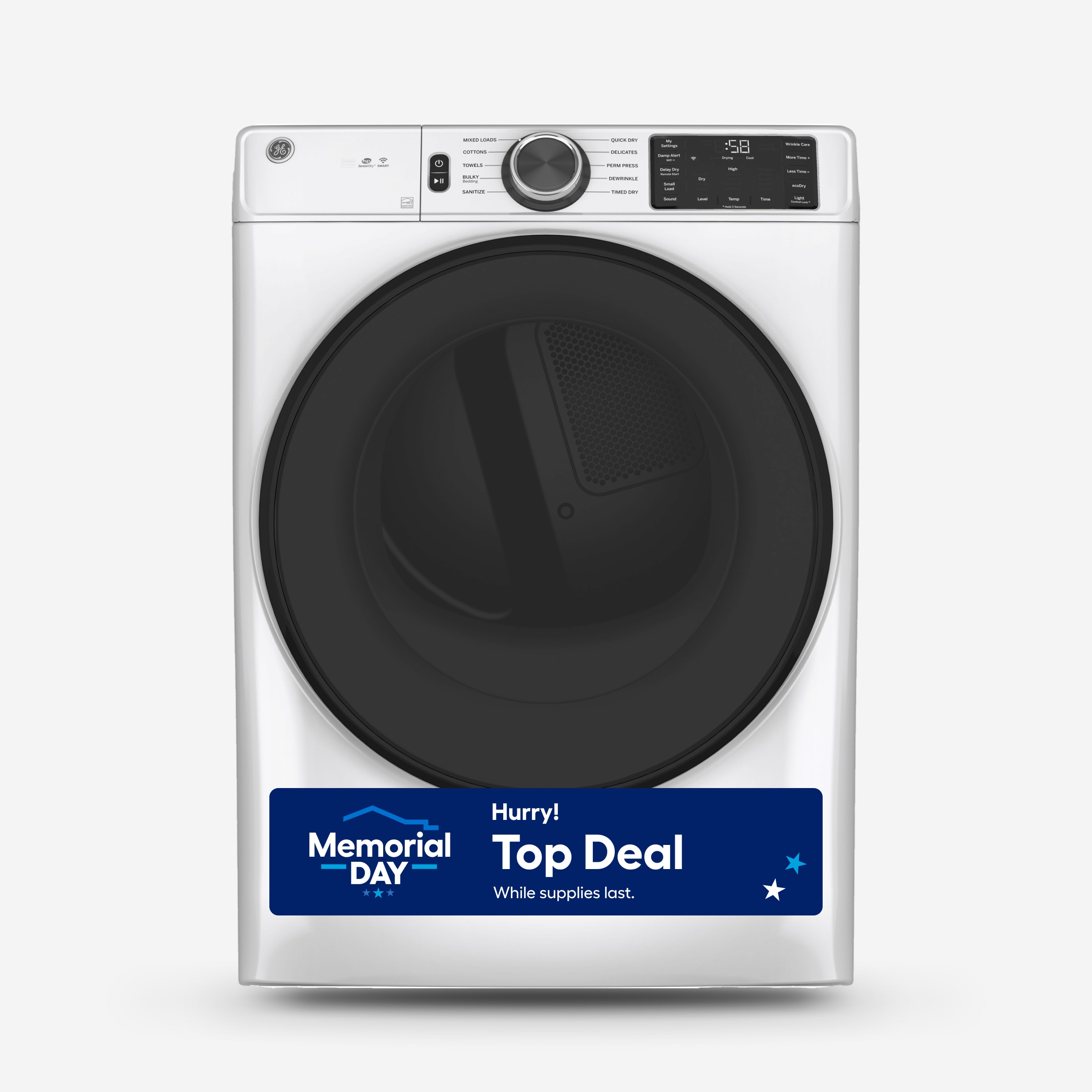 GE GFD55ESSNWW 7.8-cu ft Stackable Vented Electric Dryer ( White ) Energy Star Certified