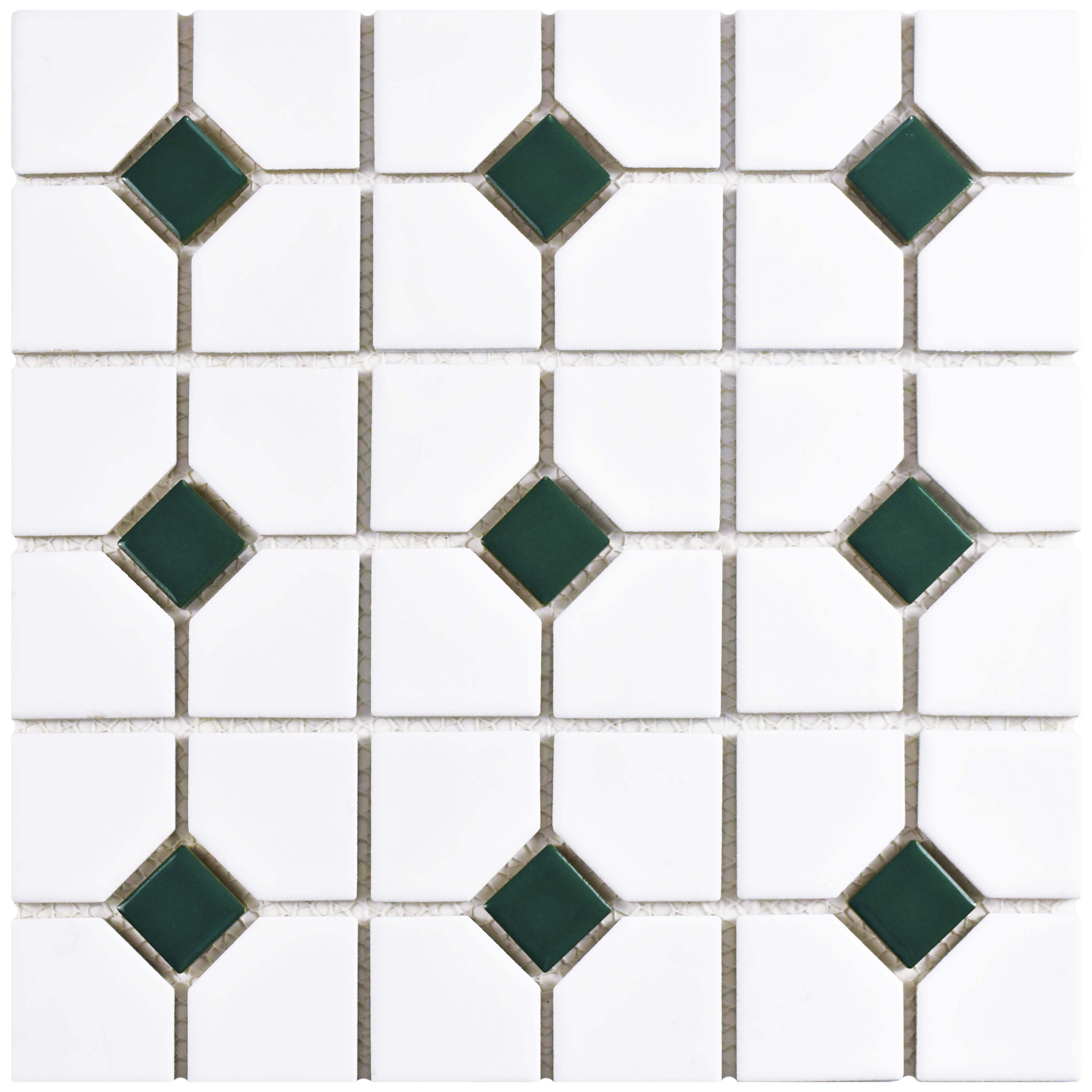 Affinity Tile S1FKOOX603 Sample- Oxford Matte White with Green Dot 7-in x 7-in Multi-finish Porcelain Patterned Floor and Wall Tile