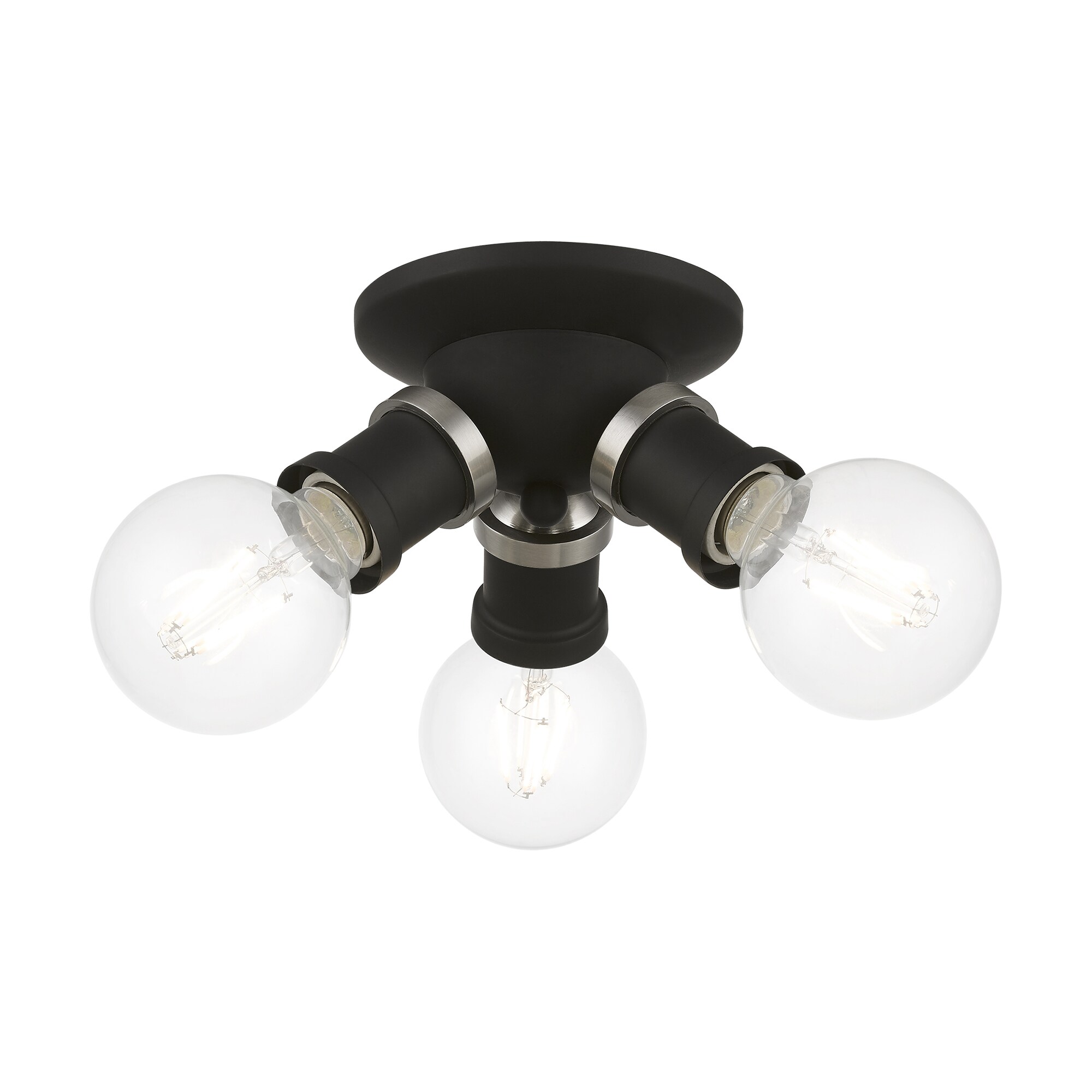 Lansdale 7" Transitional 3-Light Black & Brushed Nickel Flush Mount