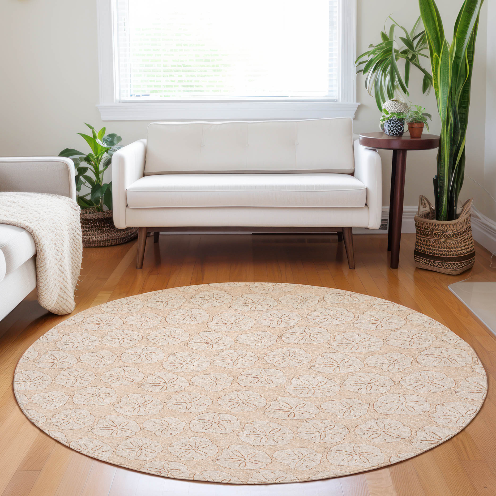 Addison Rugs AMF189NE8RO Mayfield AMF189NE 8 x 8 (ft) Loomed Polyester Nectarine Round Indoor Geometric Machine washable Area rug