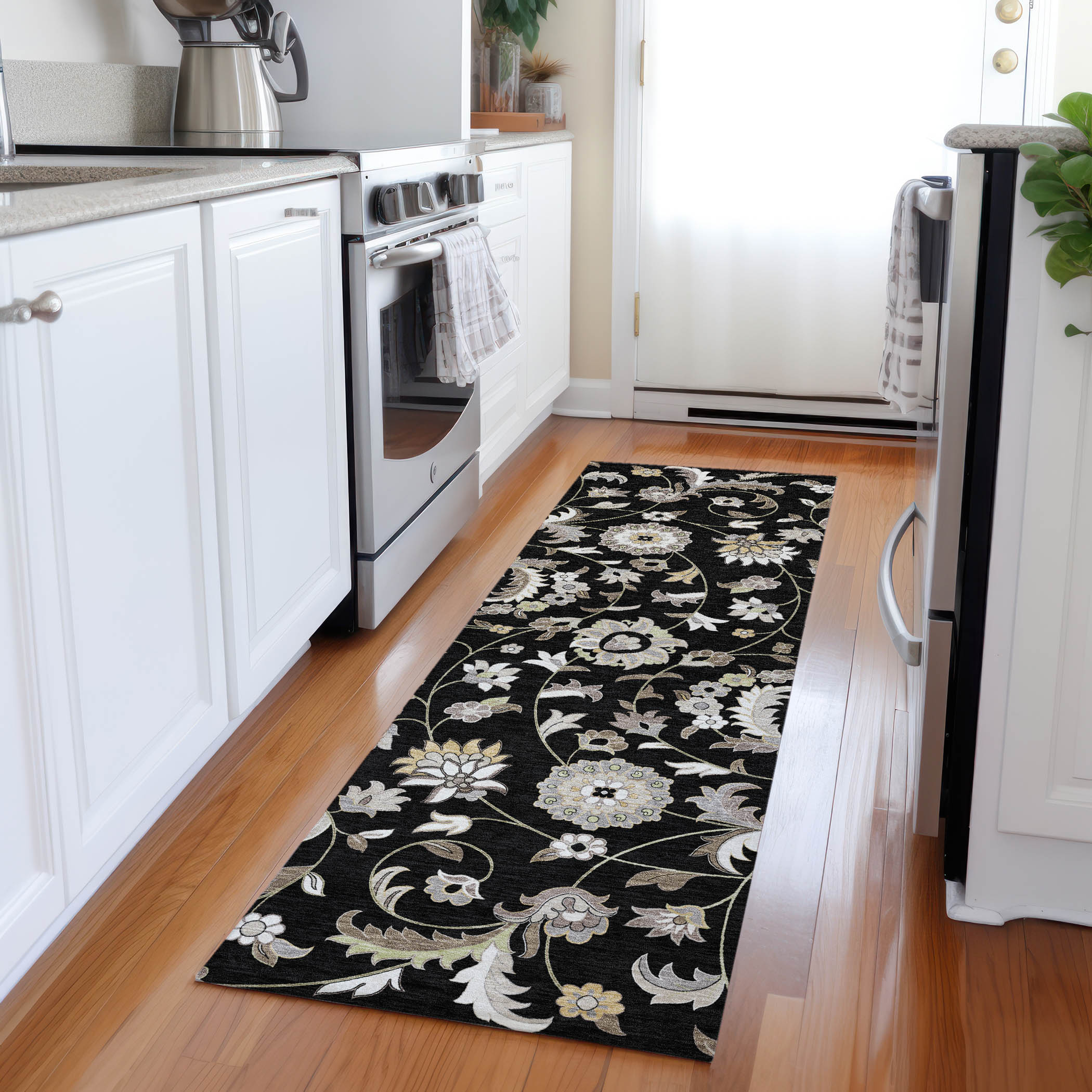 Addison Rugs ACN1006BK2X8 Chantille ACN1006BK 2 x 7 (ft) Polyester Black Rectangular Indoor/Outdoor Geometric Machine washable Runner rug