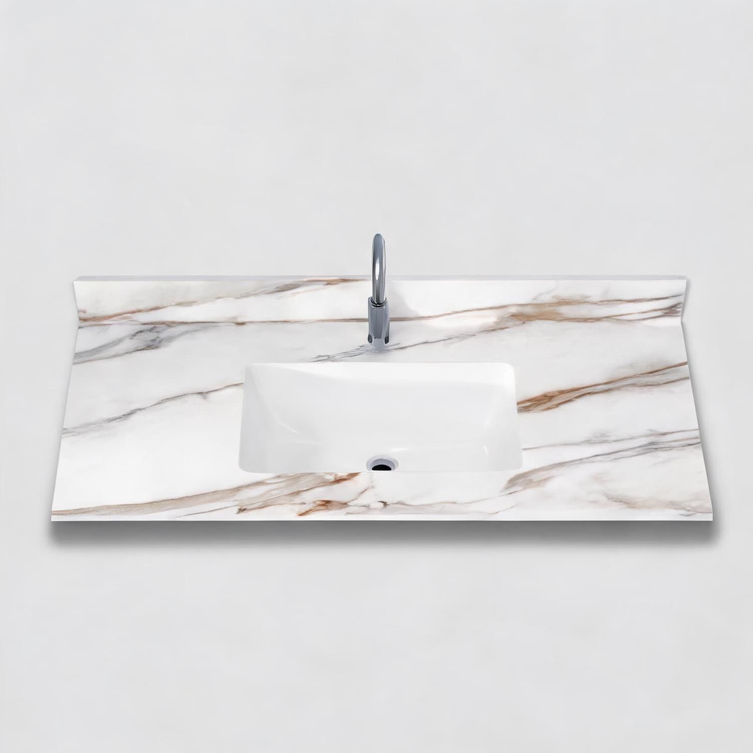 SunJet Ceramic Detail Bathroom Countertop in As Pic 43 in with Carrara White Bathroom Vanity Top