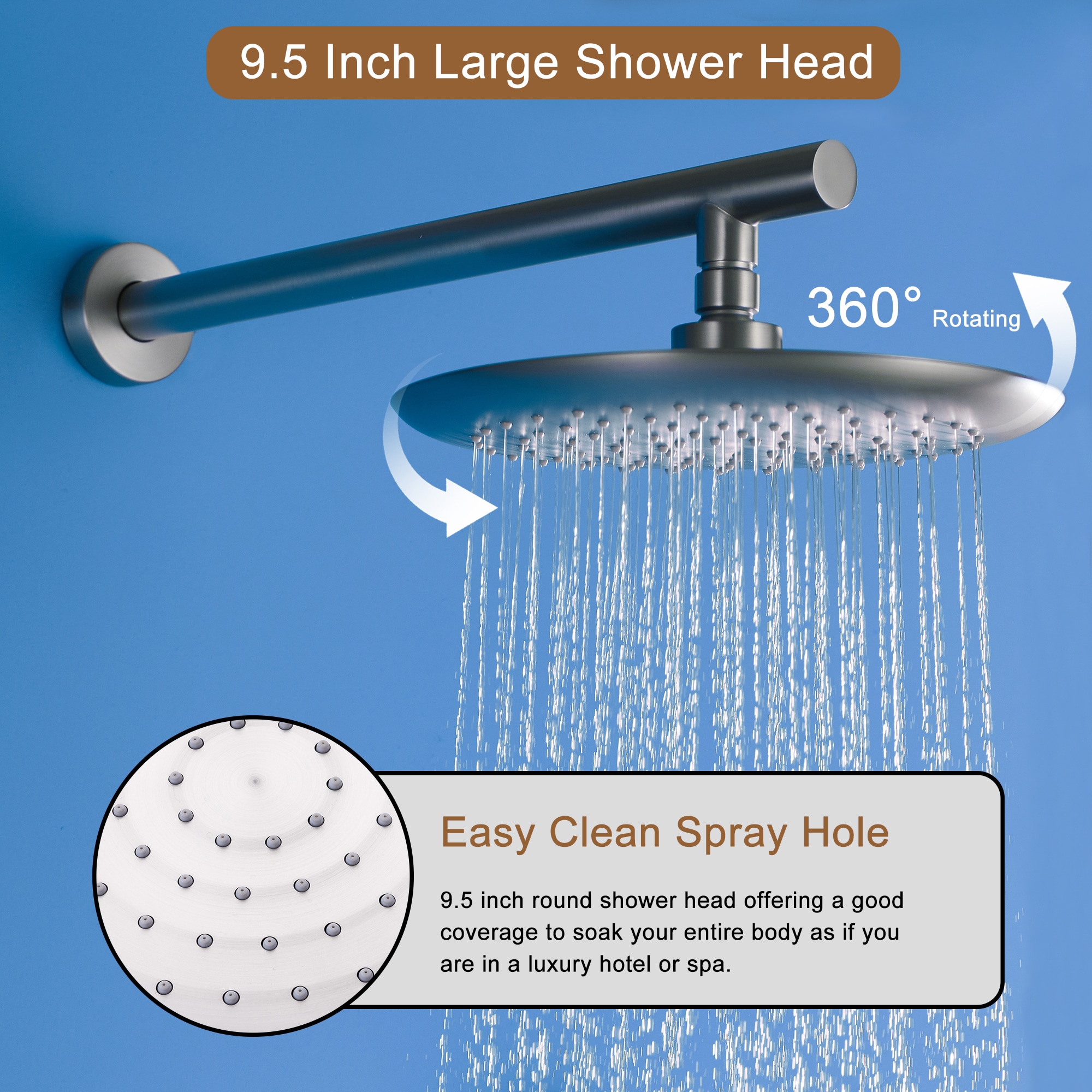 Clihome MS-A3794-MB Showerhead-Bar-Panels - View #6