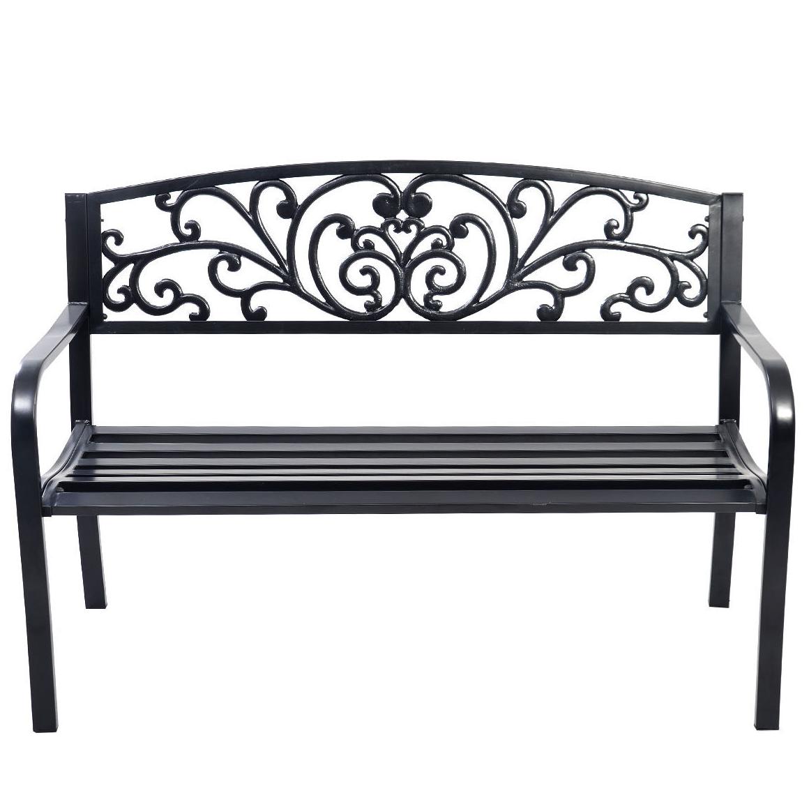 WELLFOR BASINGG68 50-in L Park Benches Iron Park Bench