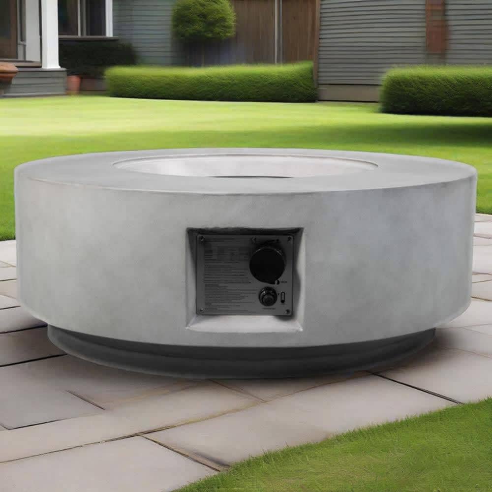 JUJABU 926GAS-8 Light Gray 30in 50000 BTU Propane Gas Fire Pit Table Round for Outside