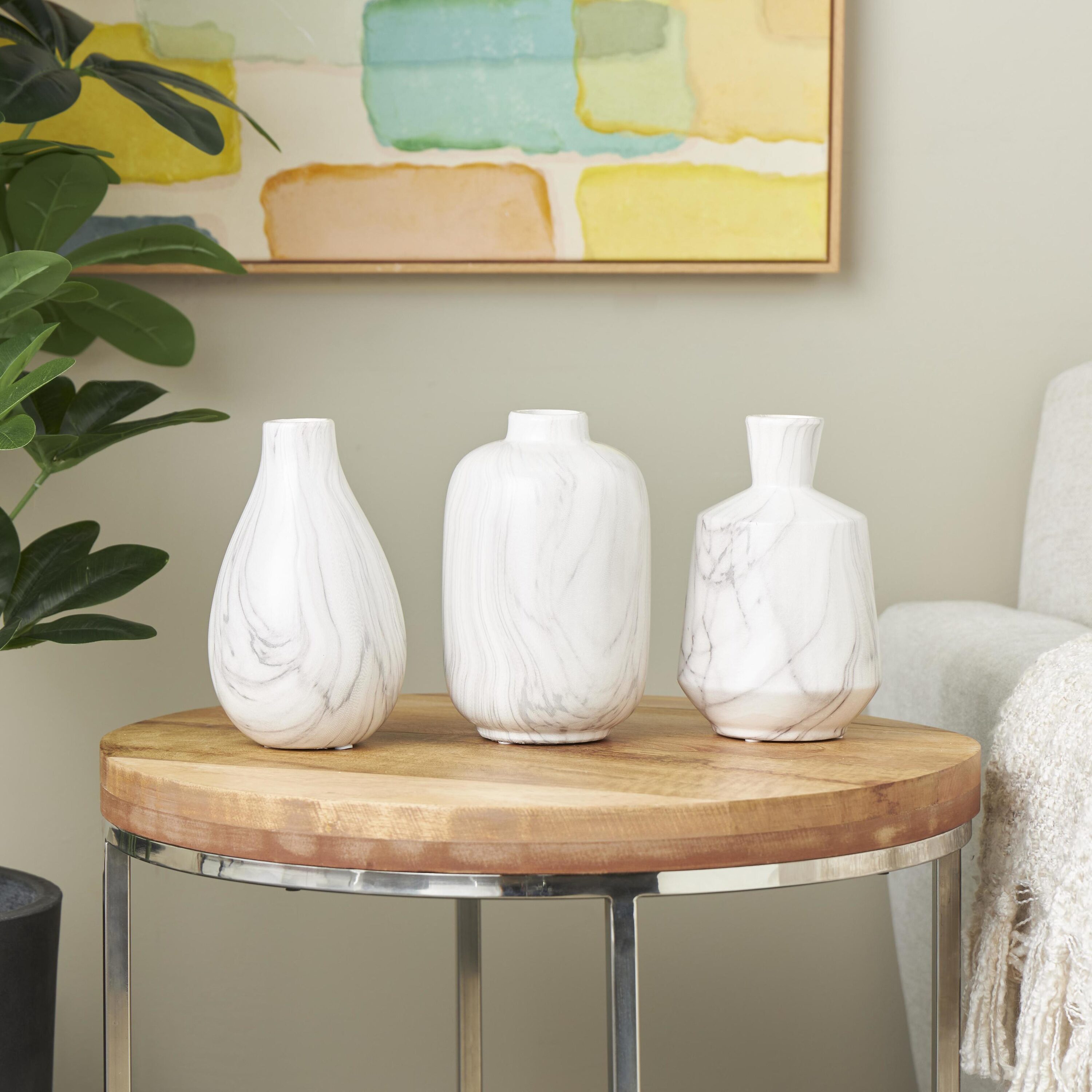 Grayson Lane 822604 3 -Pack White Ceramic Modern Vase