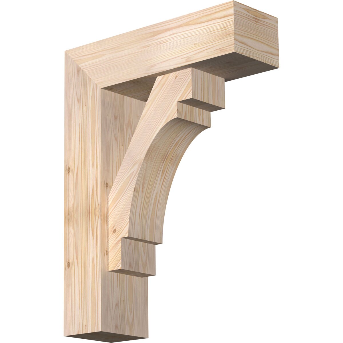 Ekena Millwork 1463376 Merced block smooth bracket with offset brace Douglas Fir Wood Standard Bracket