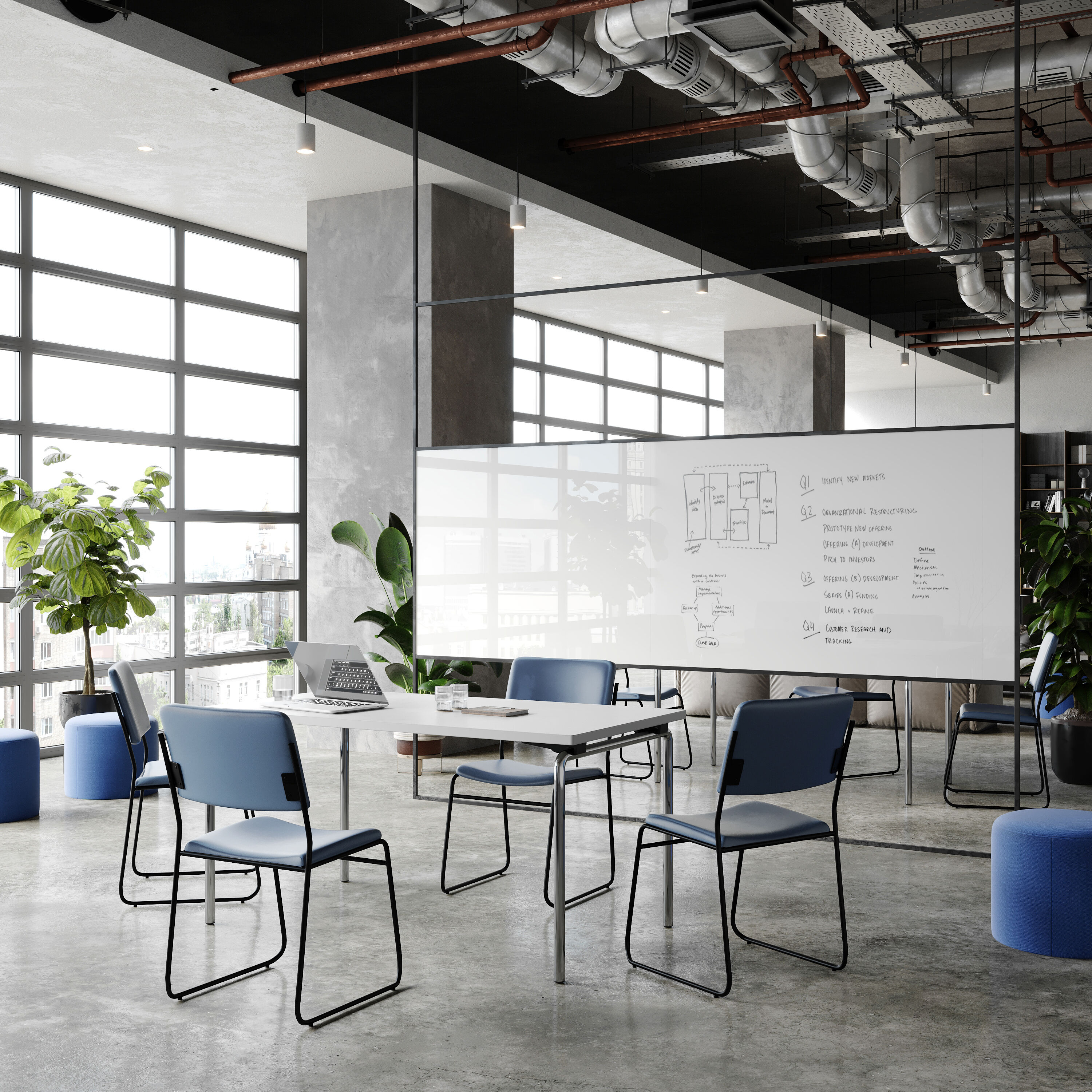Flash Furniture 5 Pack HERCULES 500 lb Capacity High Density Navy Vinyl ...