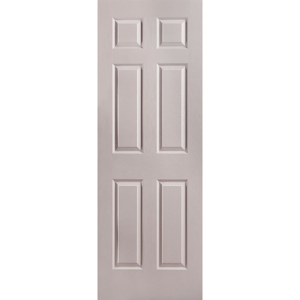 Masonite 1316617 Traditional 28-in x 80-in Driftwood 6-panel Textured Hollow core Prefinished Molded composite Slab Door