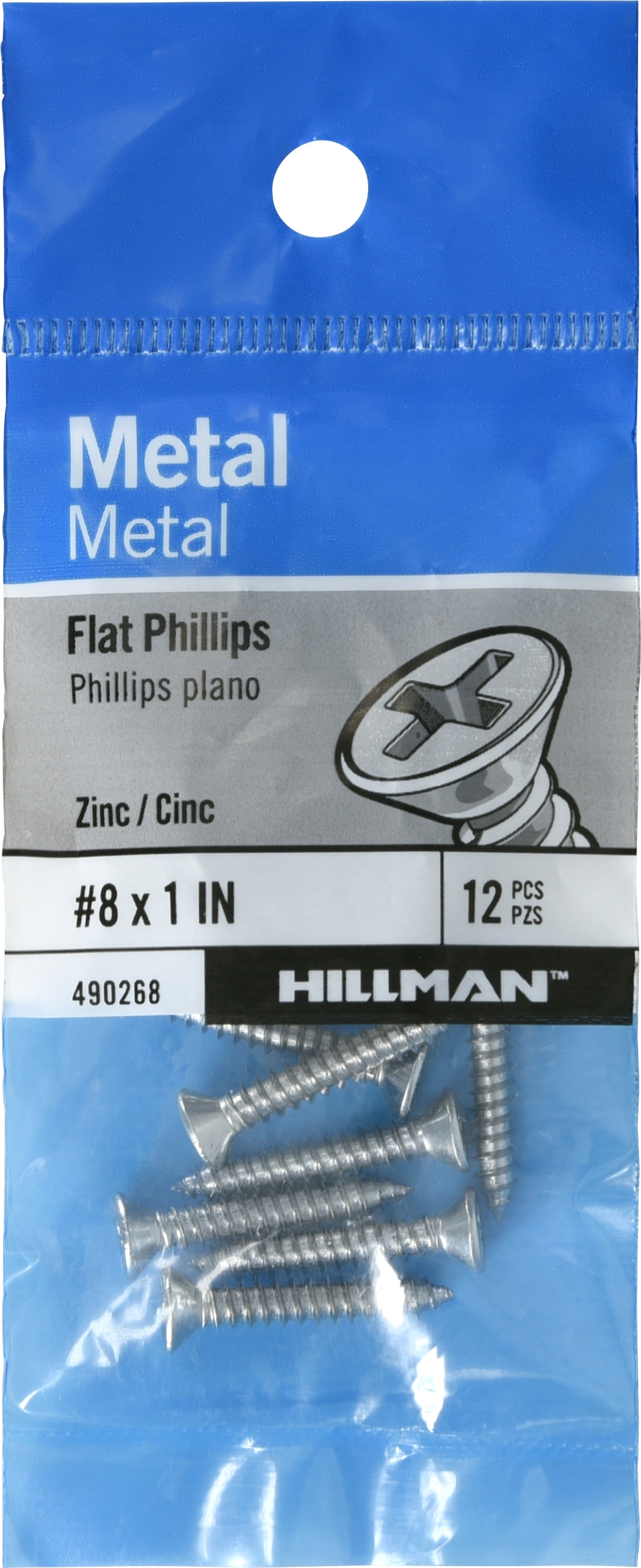 Hillman 490268 #8 x 1-in Phillips -Drive Standard Sheet Metal Screws 12 -Count