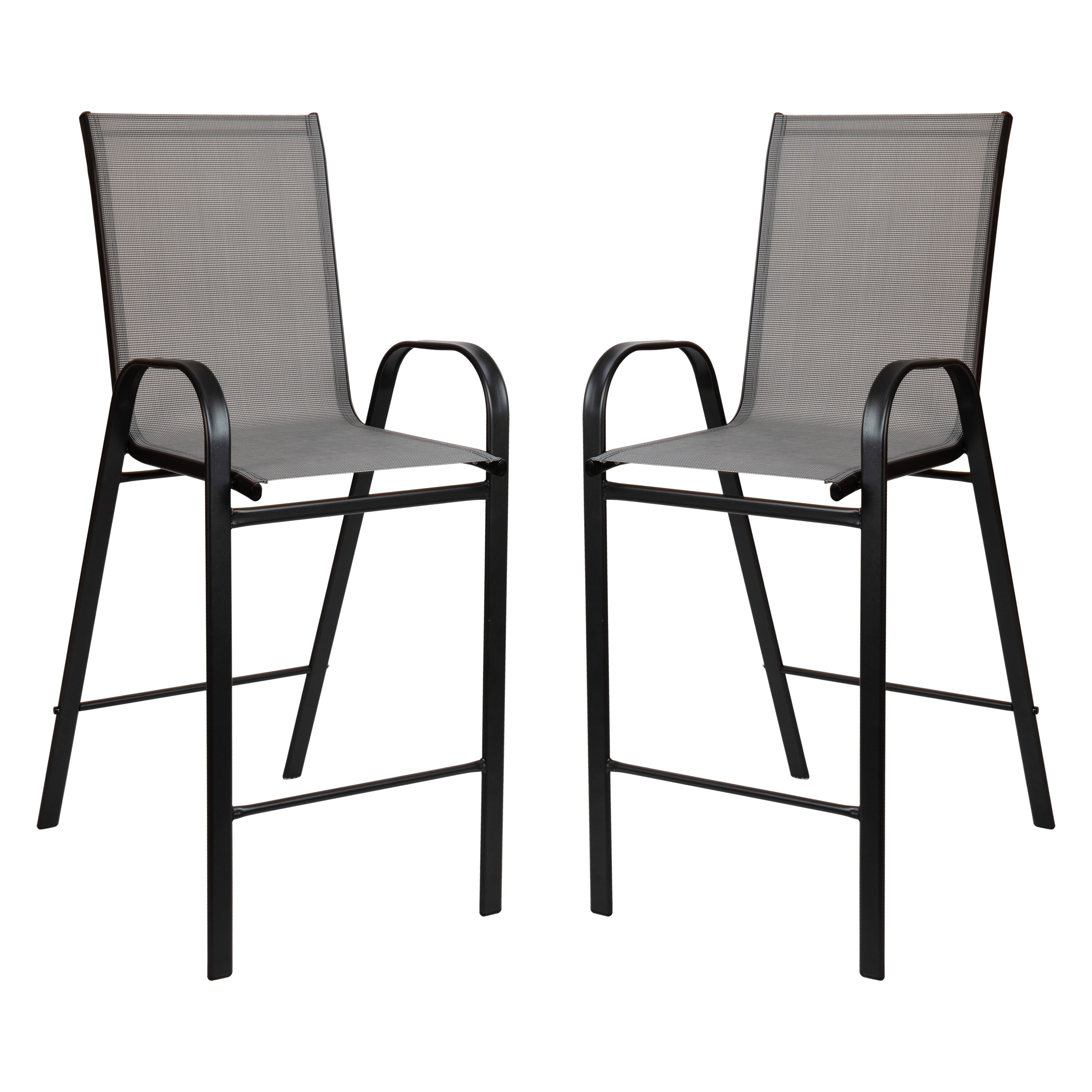 Gray 4-Person Steel and Glass Outdoor Bistro Set