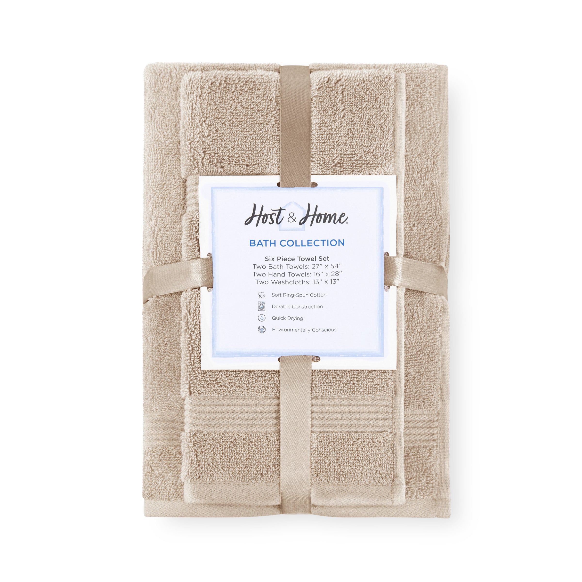 Arkwright Home BSET-HH-6PK-BGE Bath-Towels - View #2