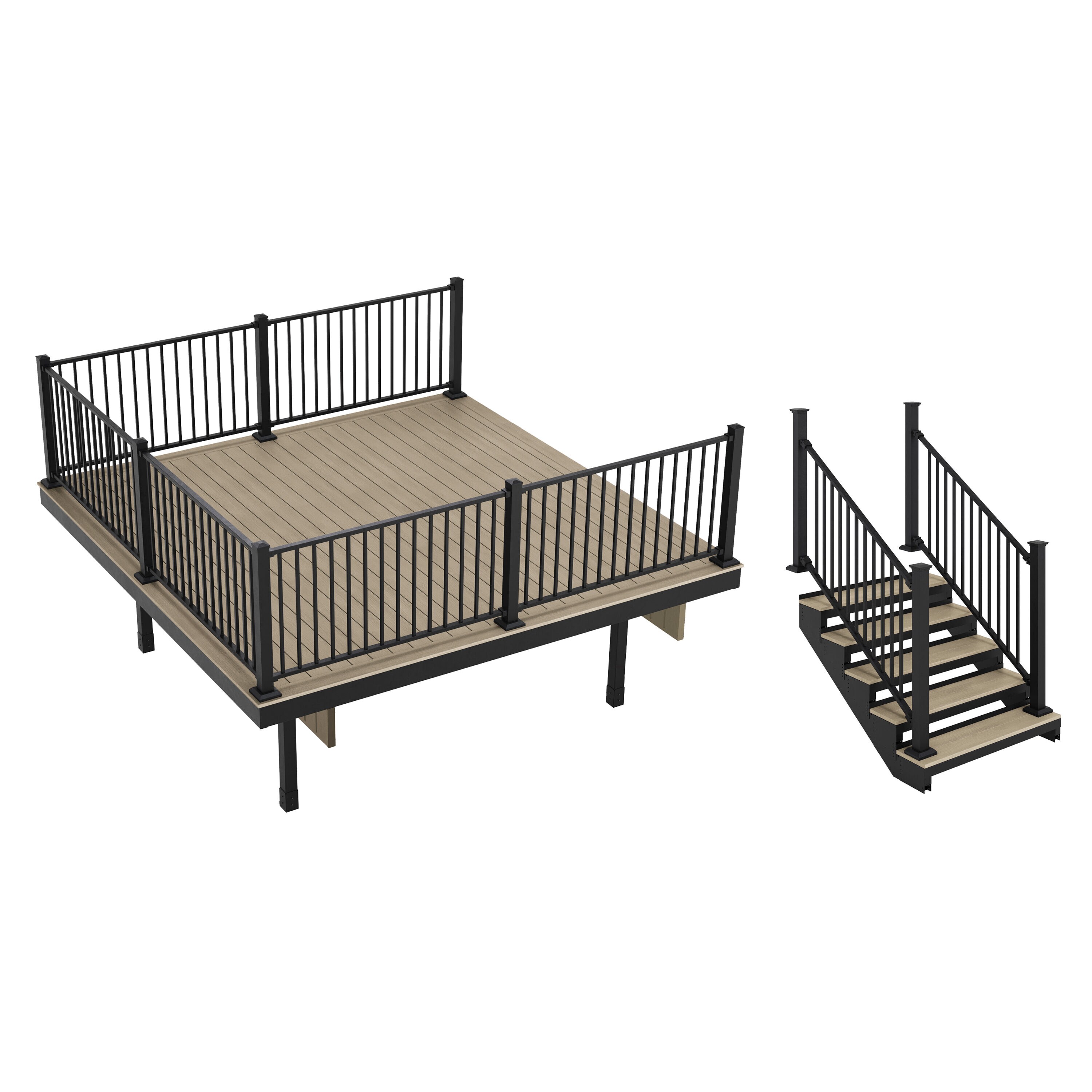 Fortress Building Products K-64405852113 12 X 12 Freestanding Arctic Birch Grey Deck Kit