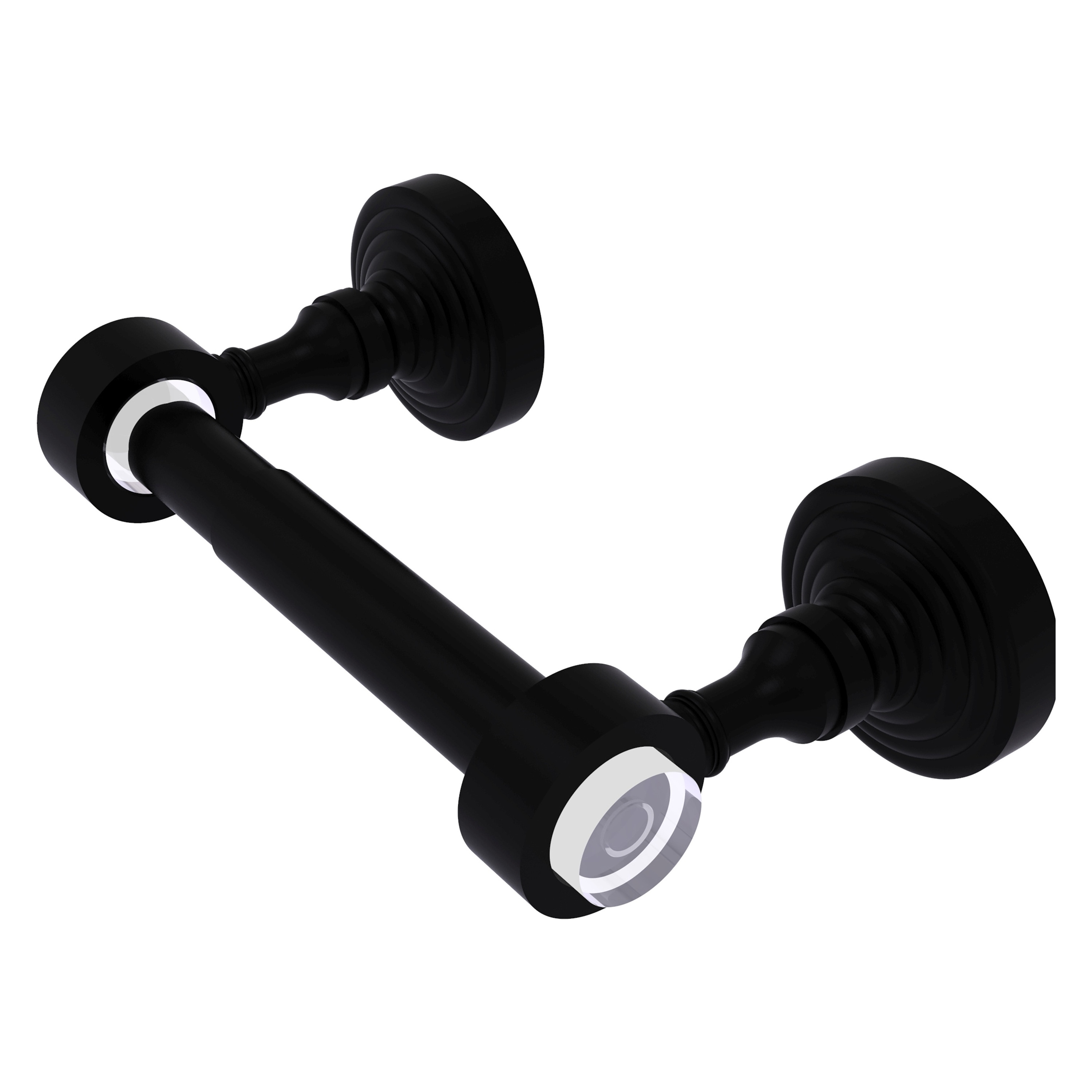 Allied Brass PG-24-BKM Pacific Grove Matte Black Wall mount Double post Toilet Paper Holder 1 -Rolls with Storage
