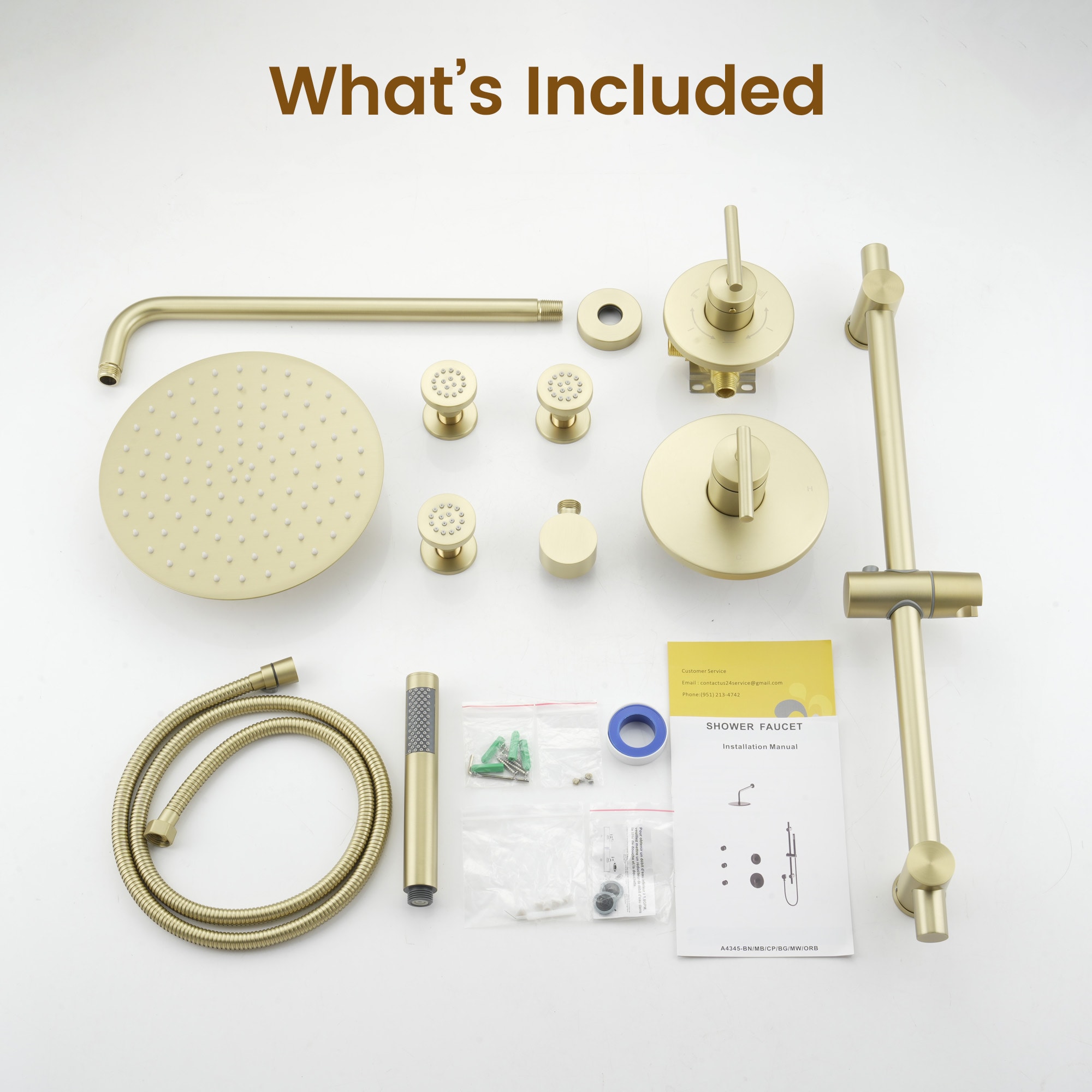 CASAINC CA-A4345-BG Showerhead-Bar-Panels - View #8
