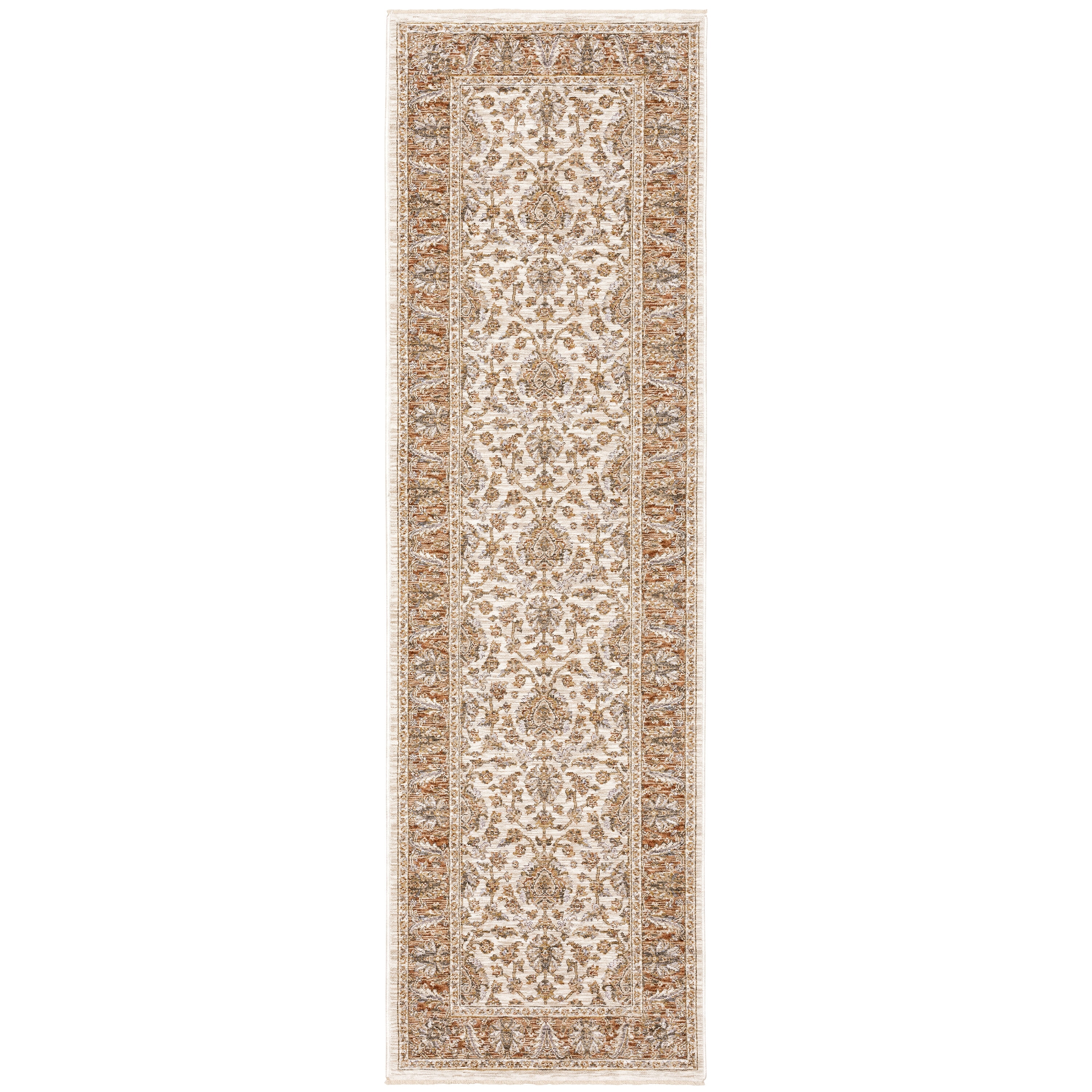 Archer Lane 509MAHA1Q3L Joyland 2 x 8 (ft) Polyester Ivory/Rust Rectangular Indoor Floral/Botanical Persian Runner rug