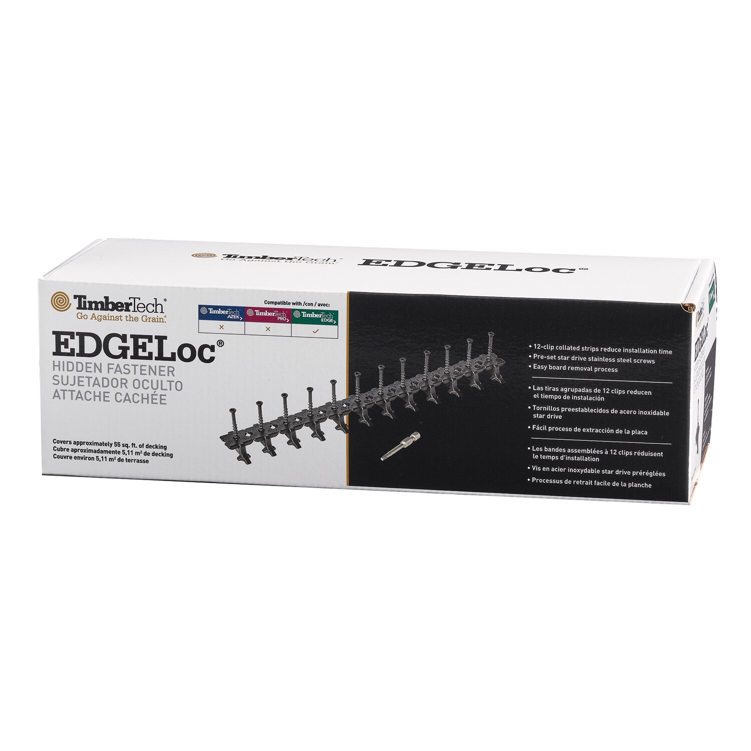 TimberTech ELOC55 ELOC 1.25 Inches Black Hidden Deck Fastener 55 Square feet ( 96 -Pack )