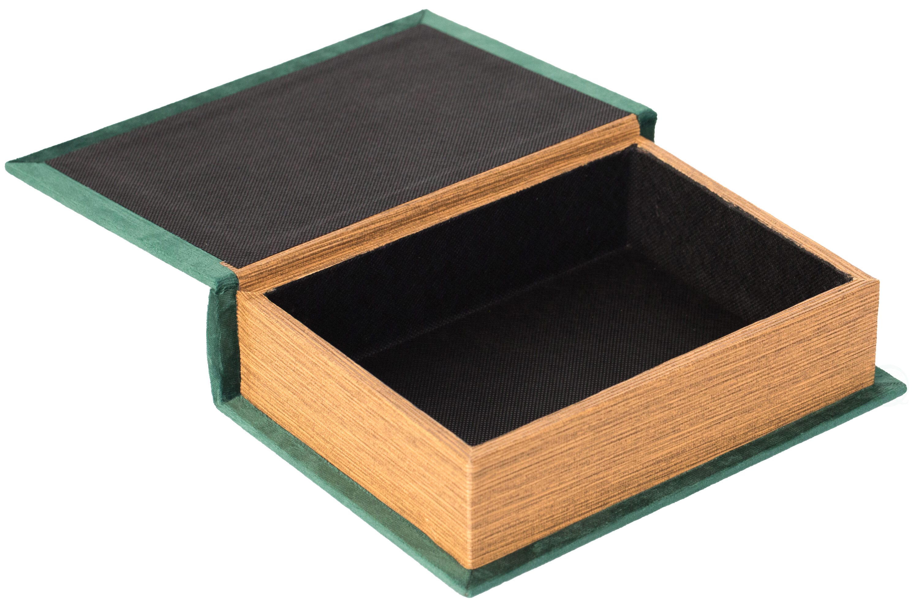 Vintage Green Velvet Book-Inspired Trinket Storage Box