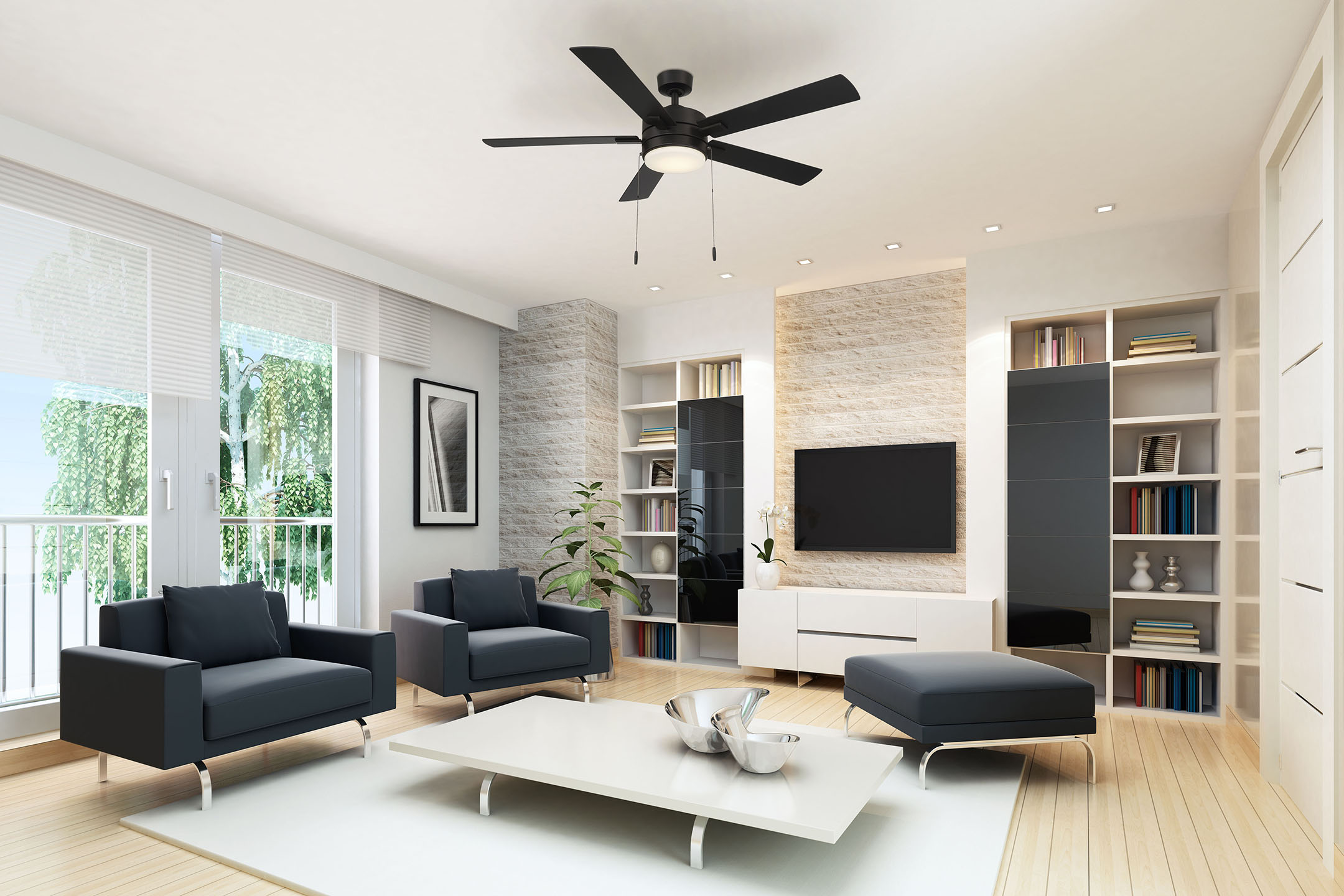 Harbor Breeze Ollington 52in Matte black LED Indoor Ceiling Fan with